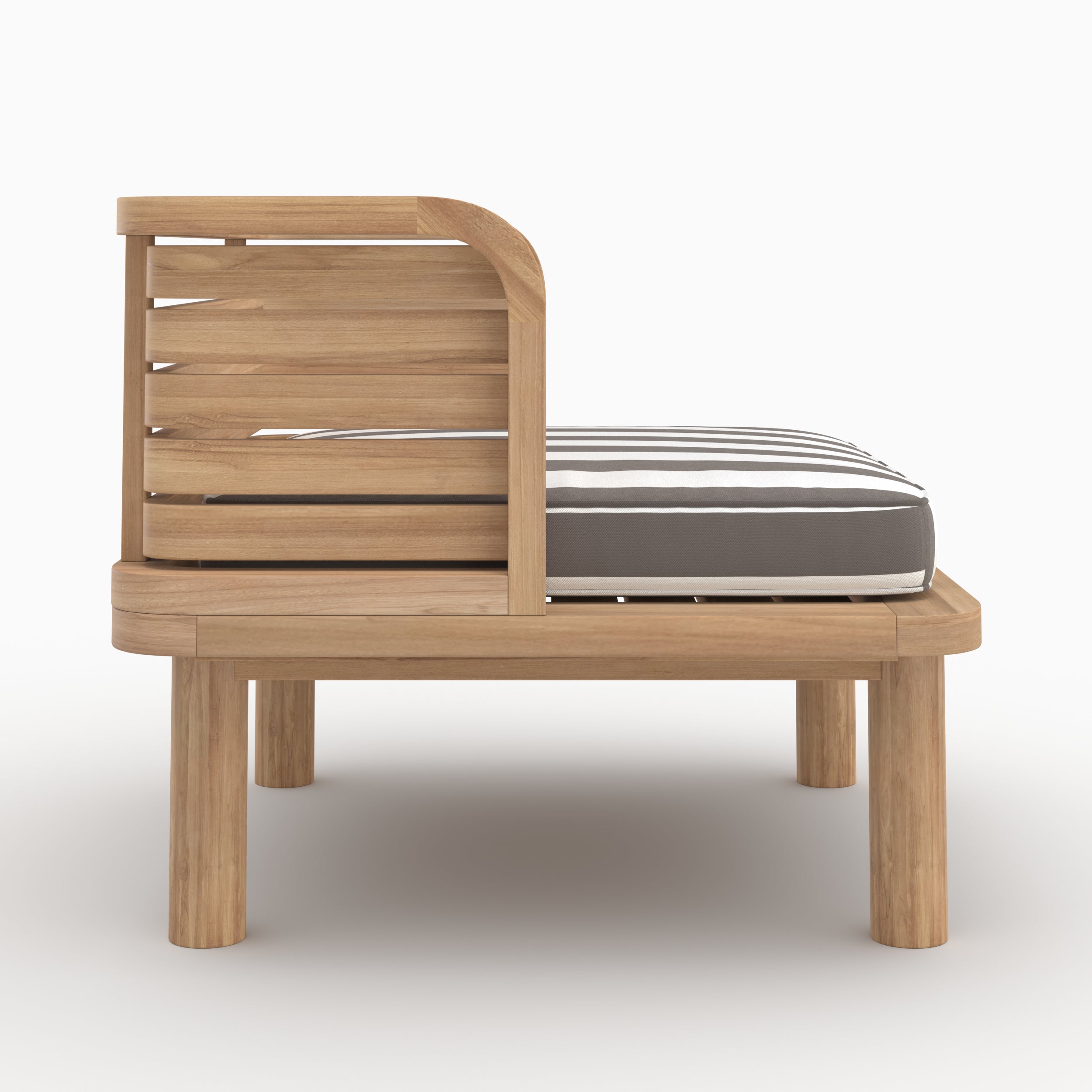 Fauteuil extérieur Kilda teck massif coussin gris rayé