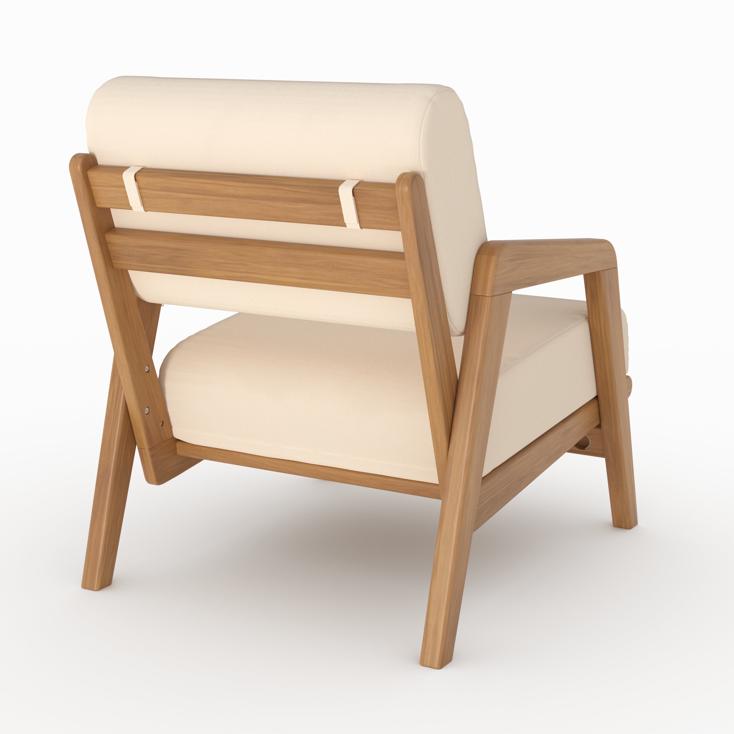 Fauteuil extérieur Siargao acacia beige clair vue arrière perspective