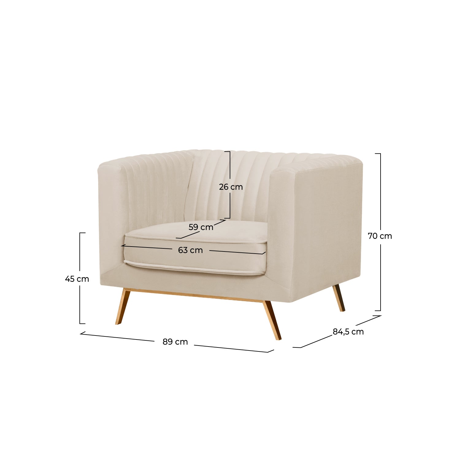 Fauteuil Gatsby en velours beige