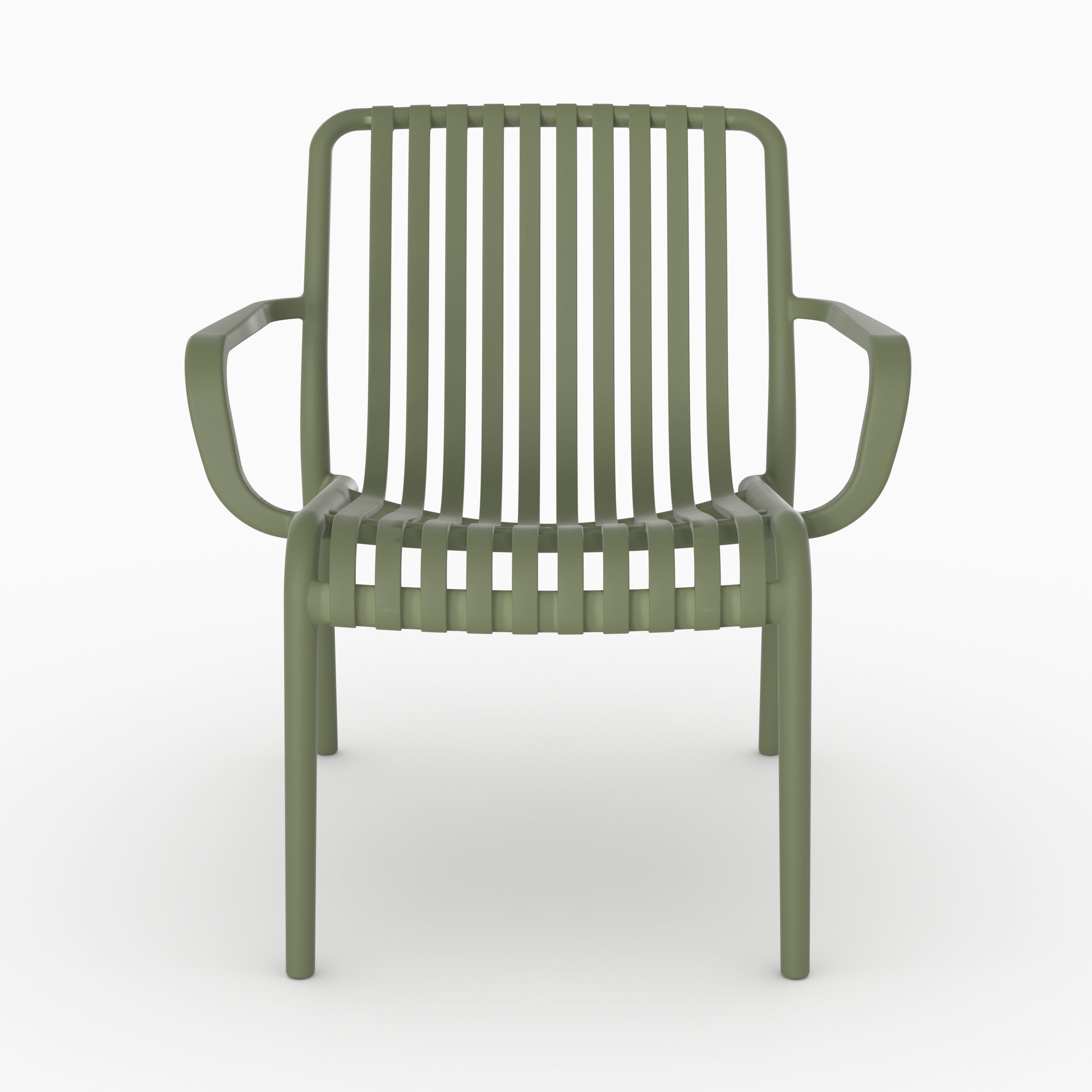 Fauteuil Ivy vert kaki accoudoirs espace detente plastique