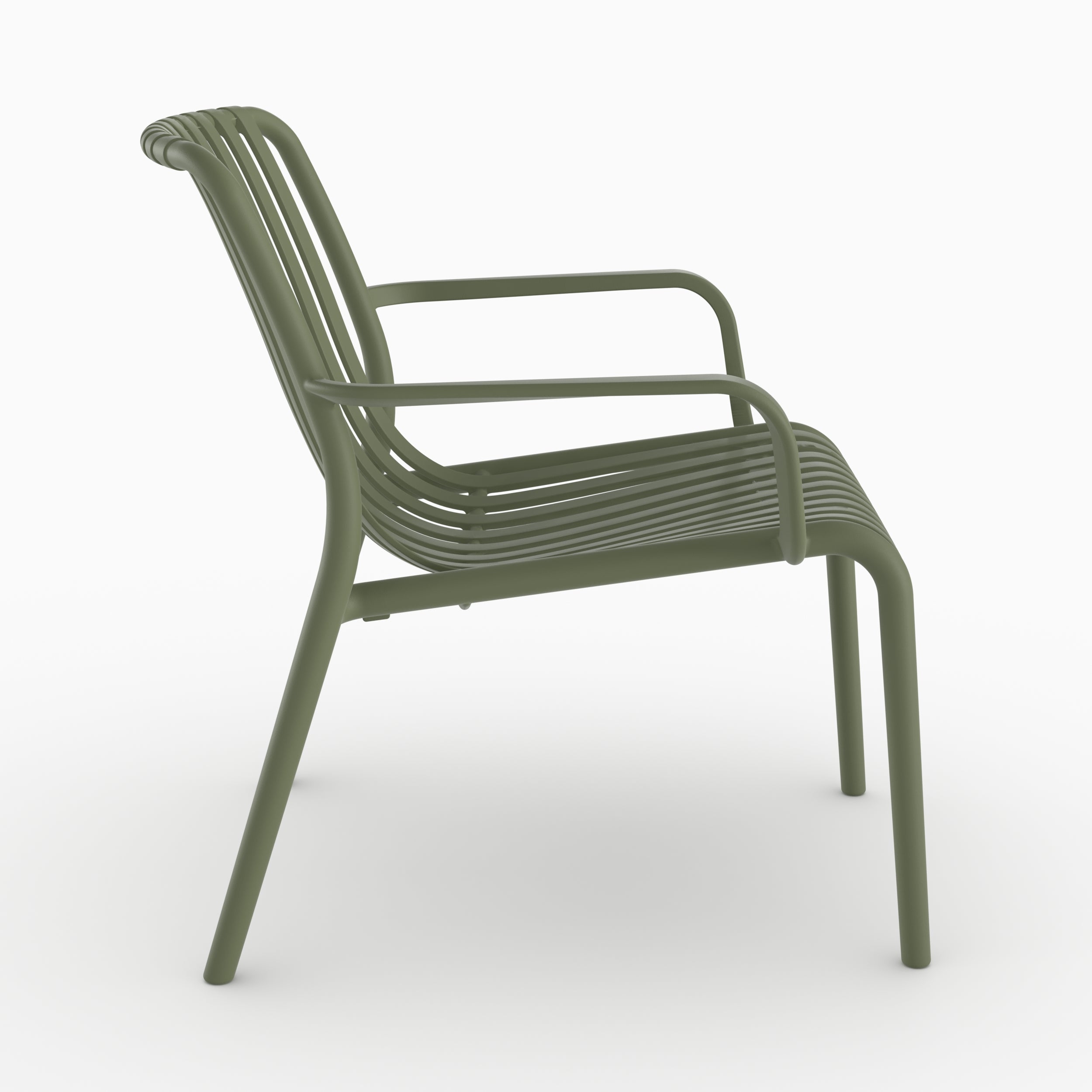 Fauteuil Ivy vert sauge accoudoirs plastique jardin confortable