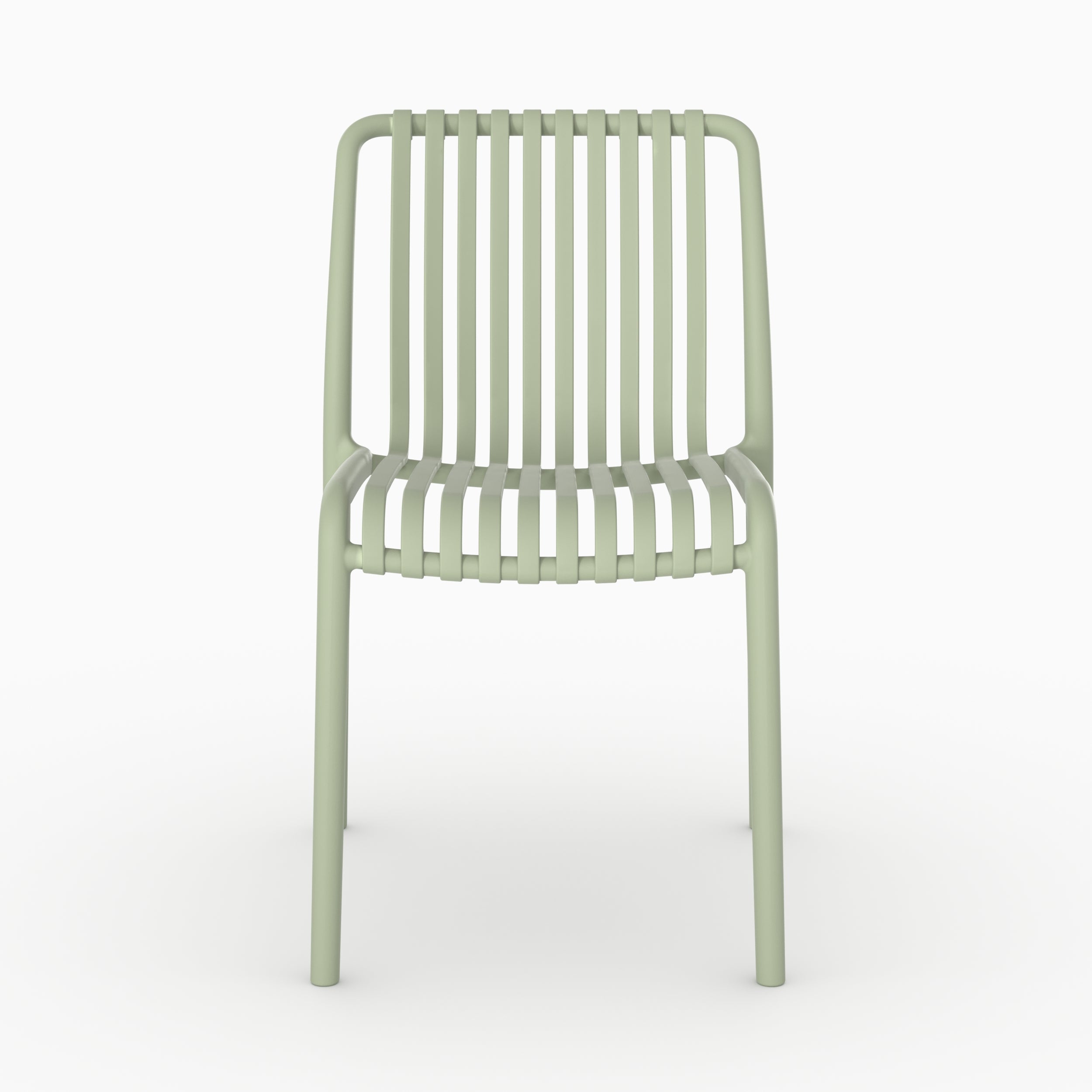 Fauteuil jardin Duli vert pastel empilable vue face