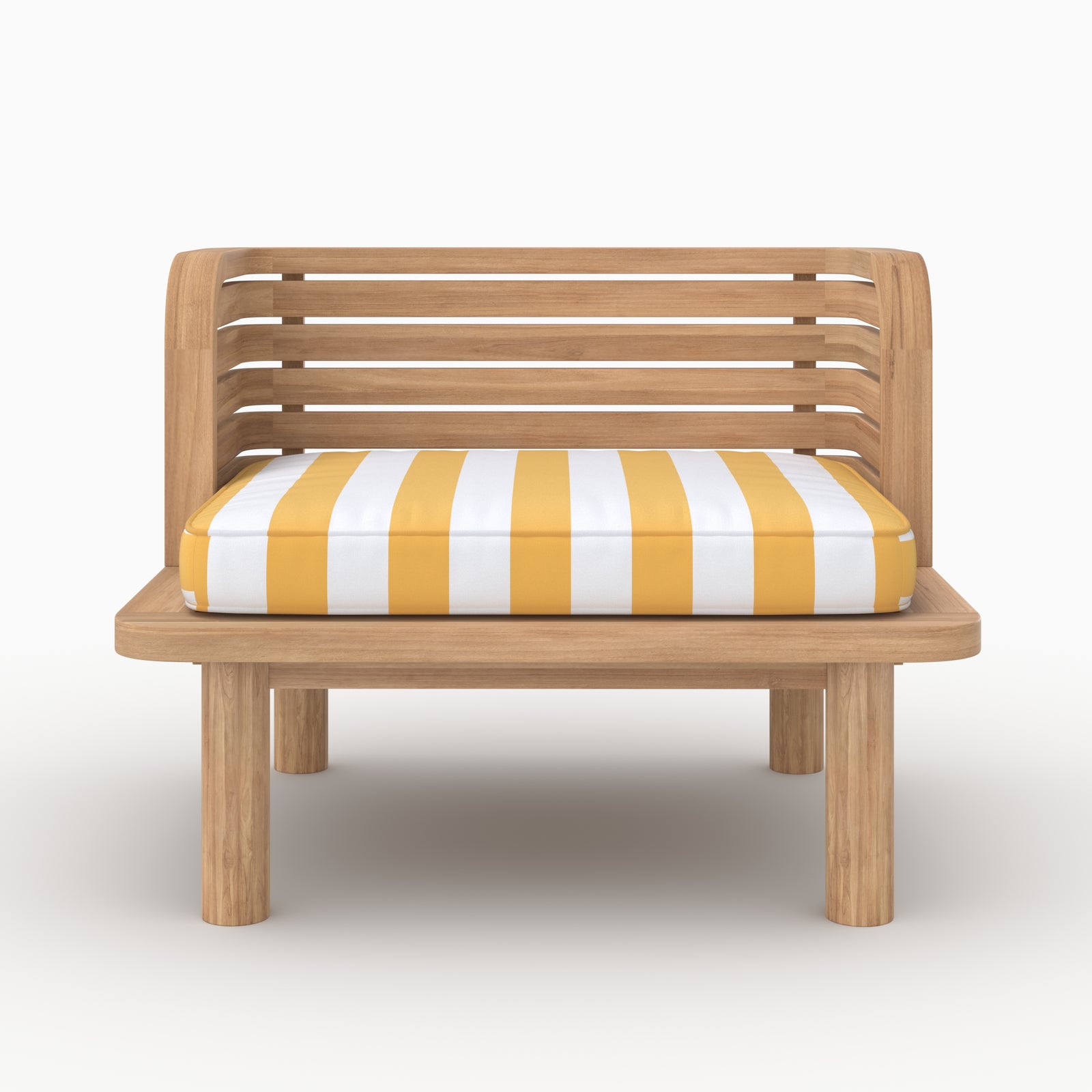 Fauteuil jardin en teck massif Kilda coussin rayé jaune