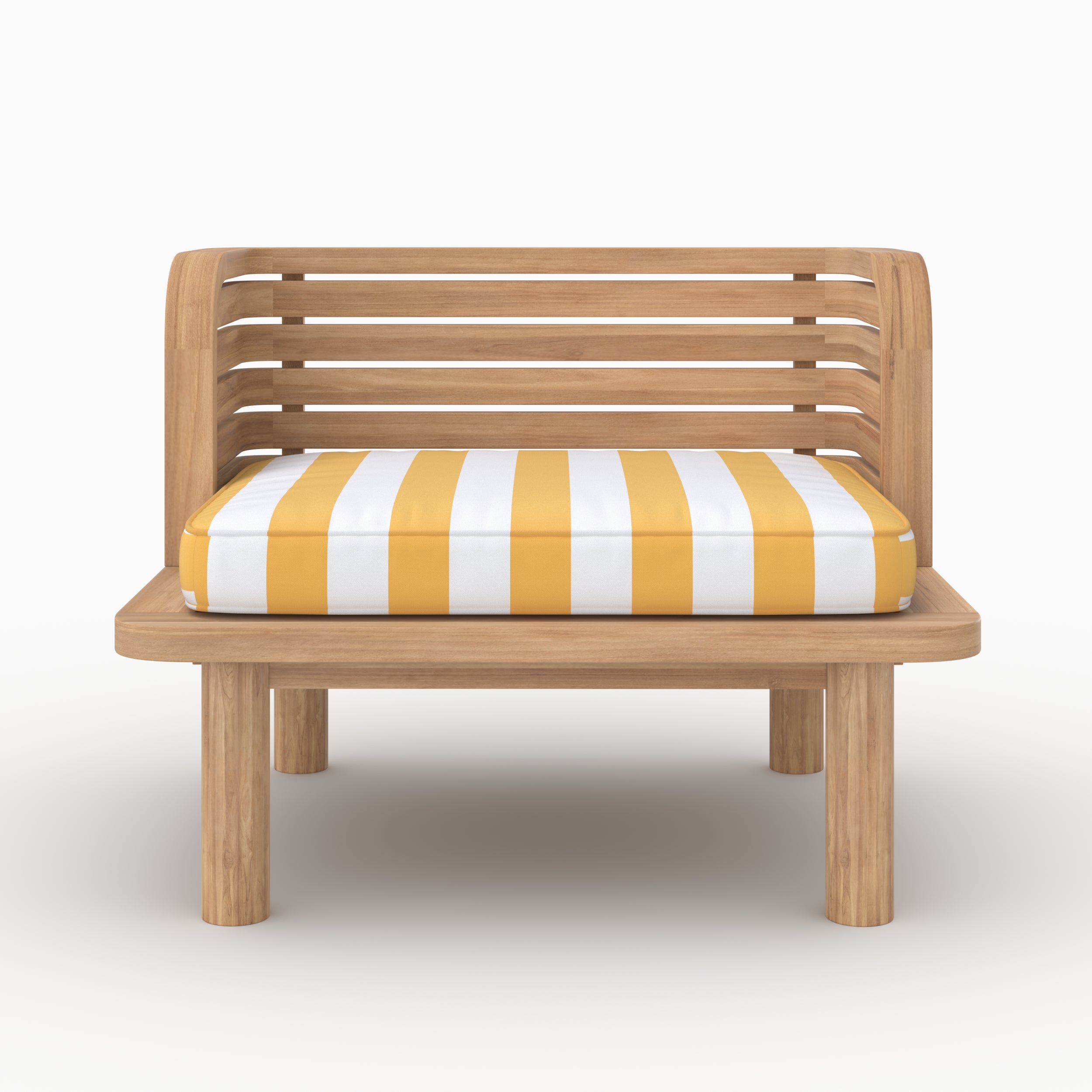 Fauteuil jardin en teck massif Kilda coussin rayé jaune