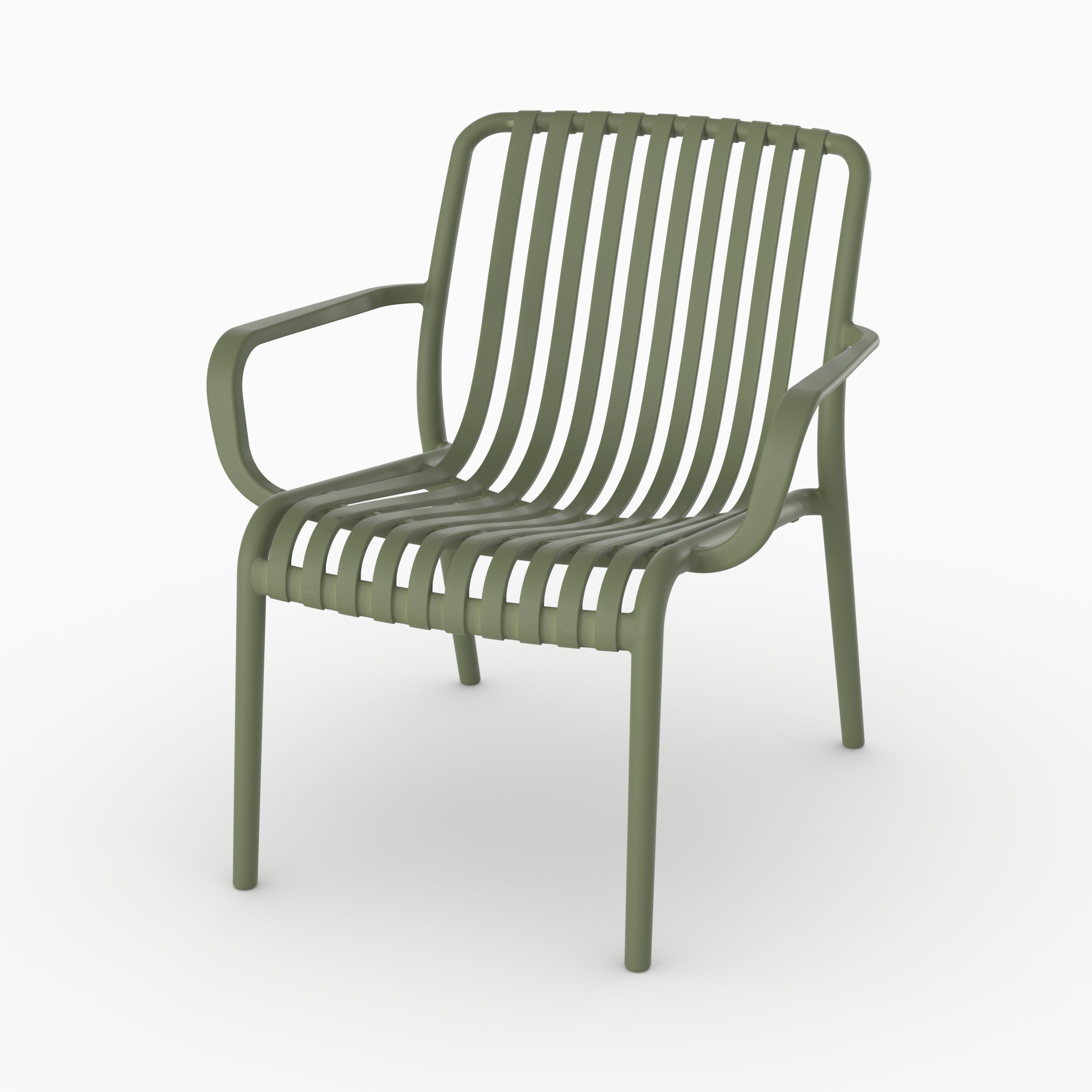 Fauteuil jardin Ivy vert kaki accoudoirs plastique salon