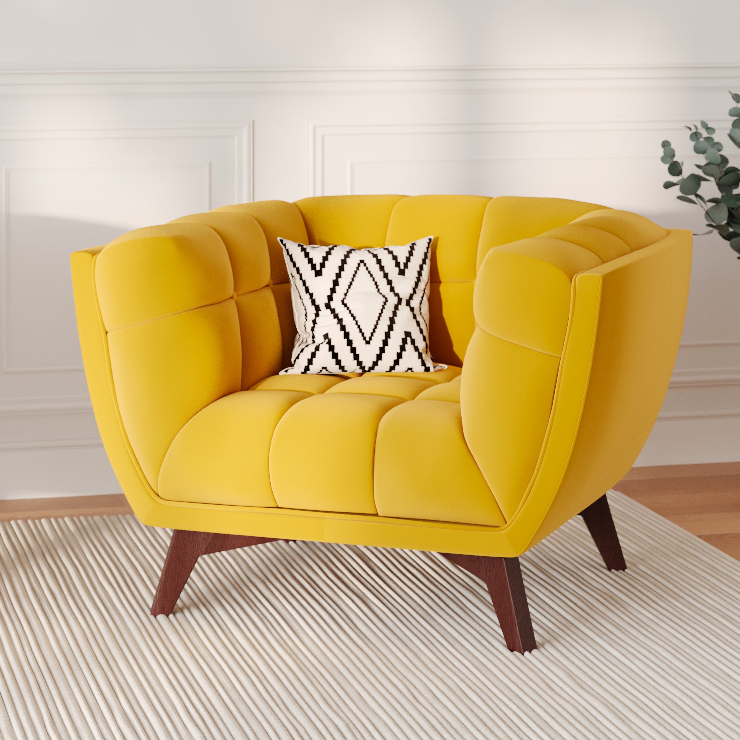 Fauteuil jaune Mona velours