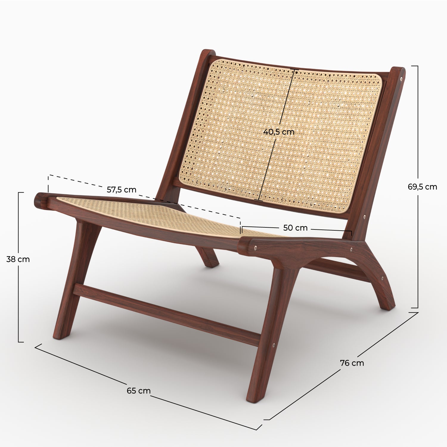 Fauteuil Kilka cannage rotin bois teck noyer