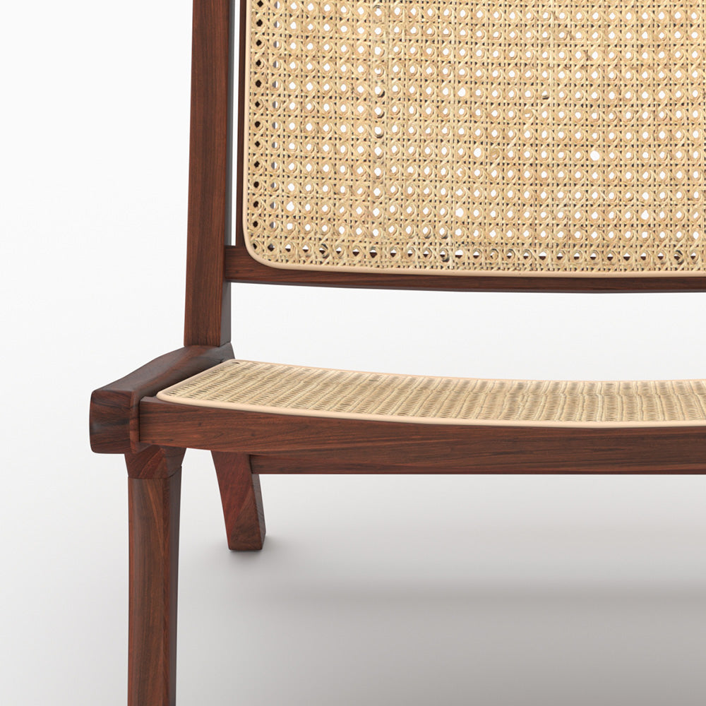 Fauteuil Kilka cannage rotin bois teck noyer