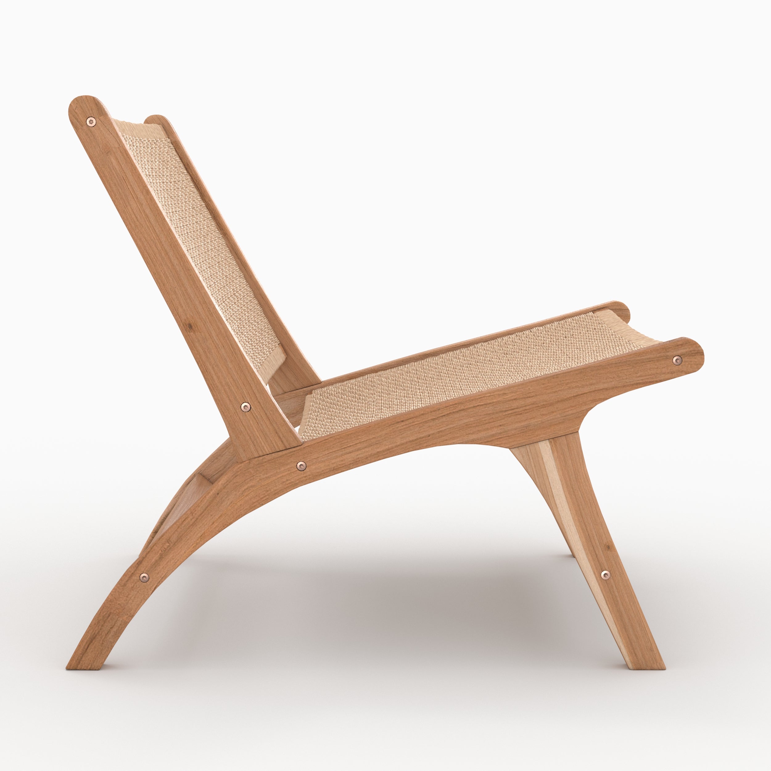 poltrona kilka in teak con corda in loom