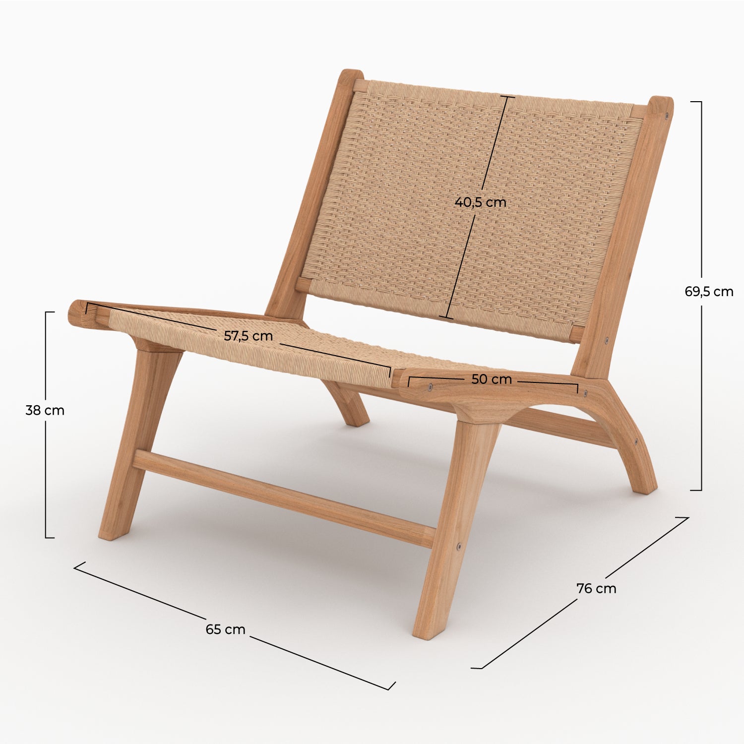 fauteuil kilka en teck et cordage type loom