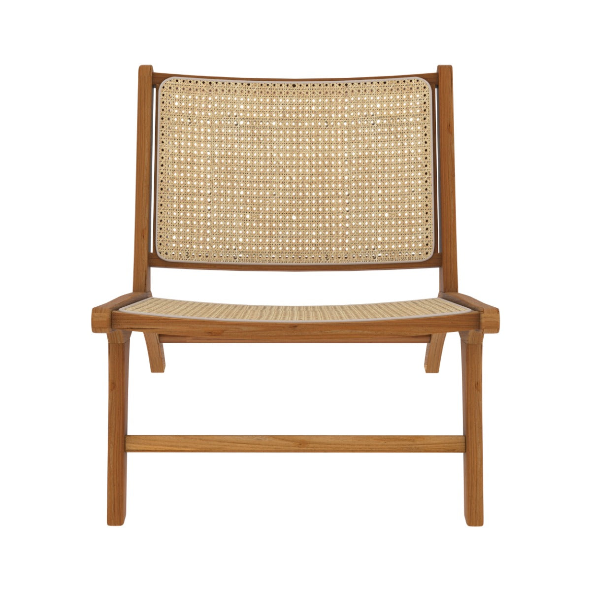poltrona kilka in teak e intreccio in rattan