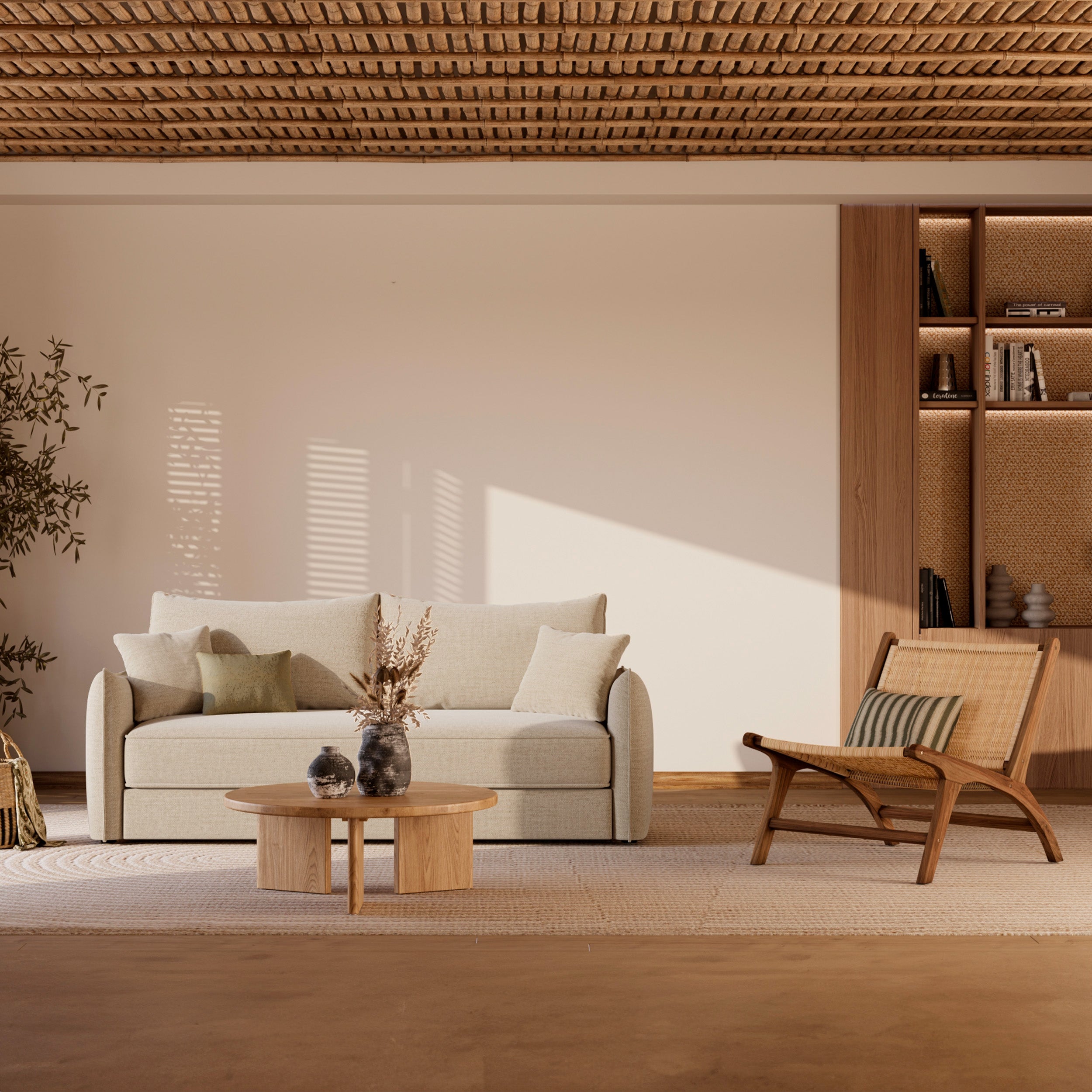poltrona kilka naturale intreccio vimini teak