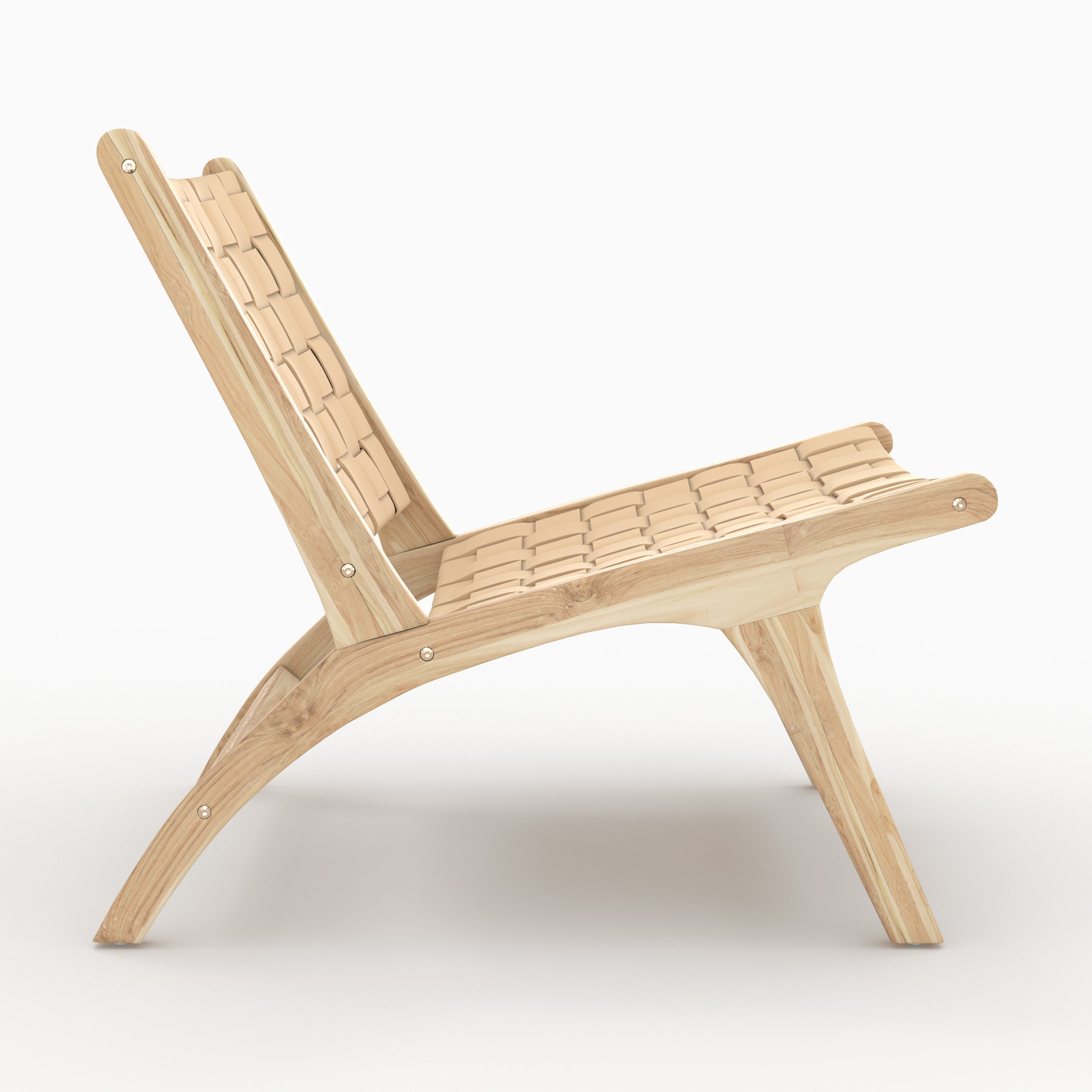 poltrona kuna in legno e pelle beige