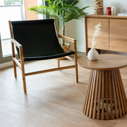 poltrona lounge apache teak pelle nera