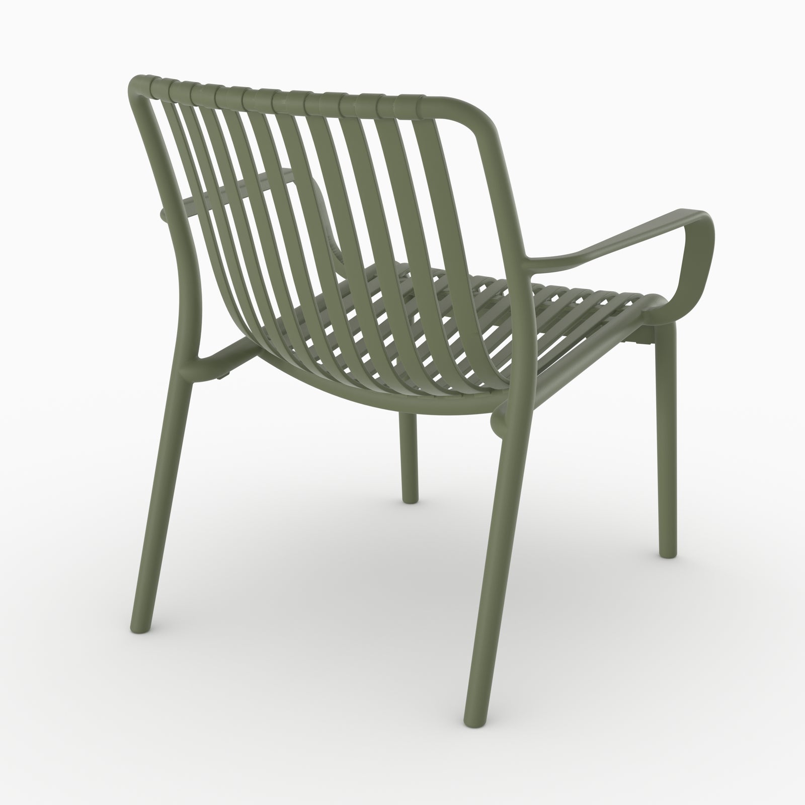 Fauteuil lounge jardin Ivy plastique vert kaki vue arrière
