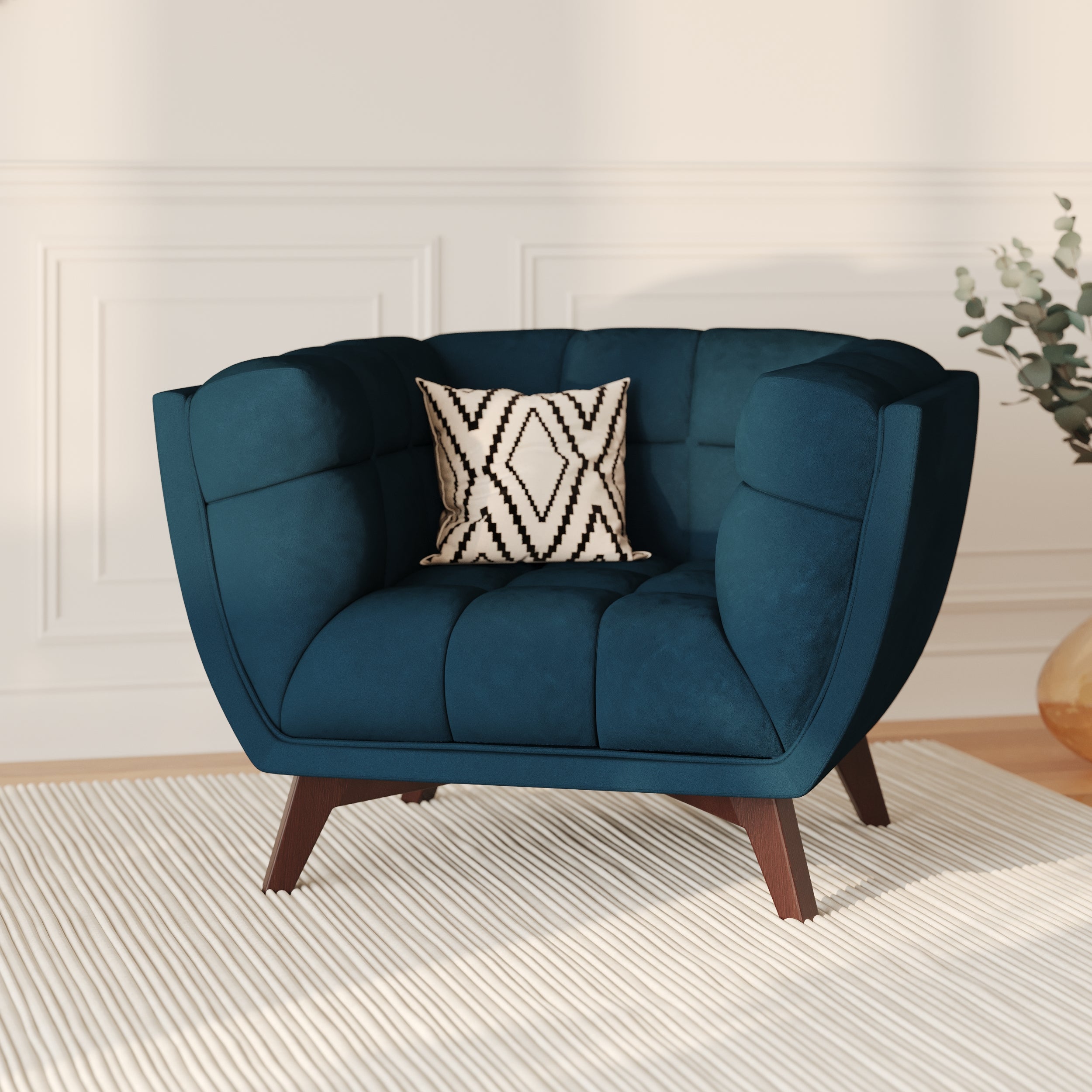 Fauteuil Mona en velours bleu