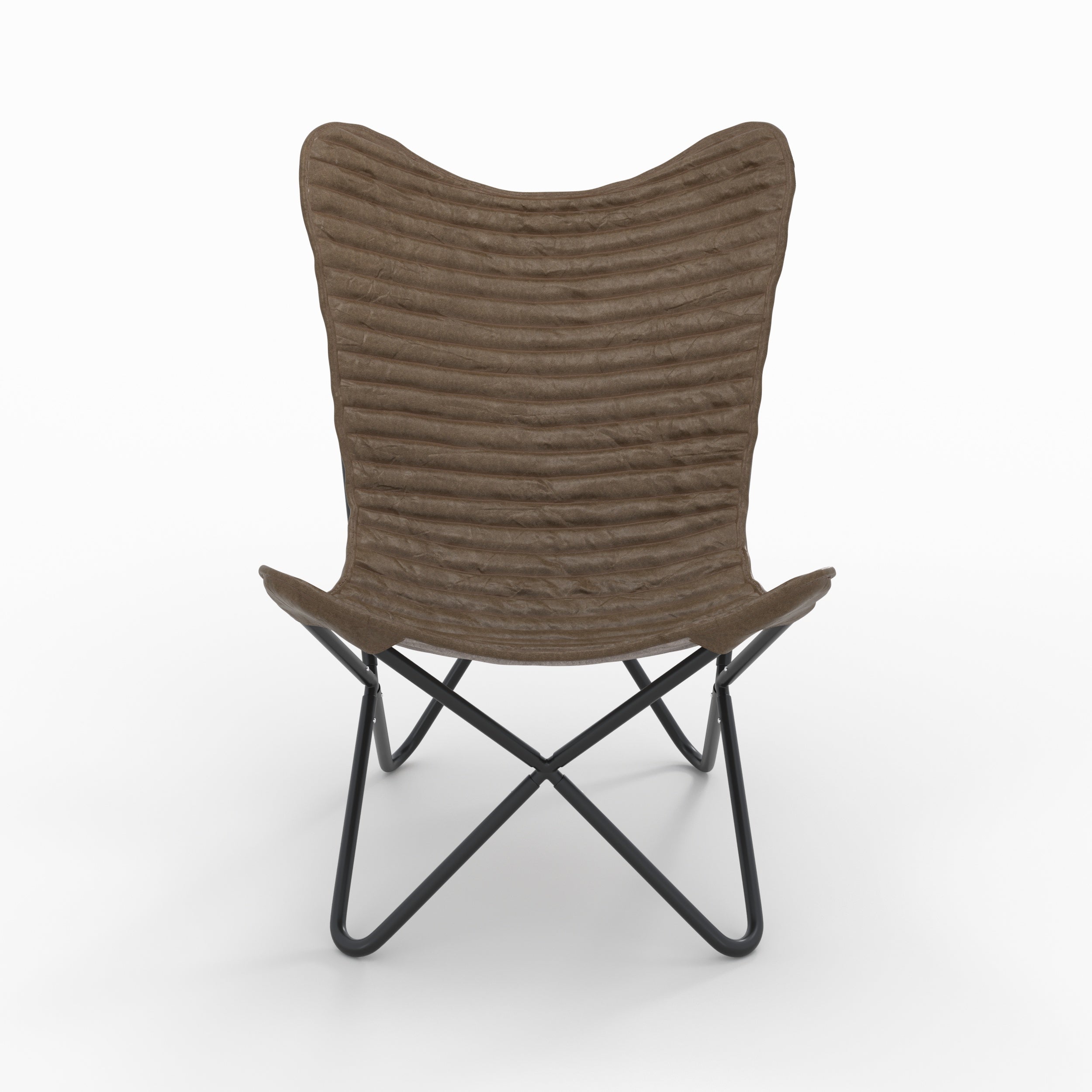 fauteuil papillon en cuir vert pieds noir octave