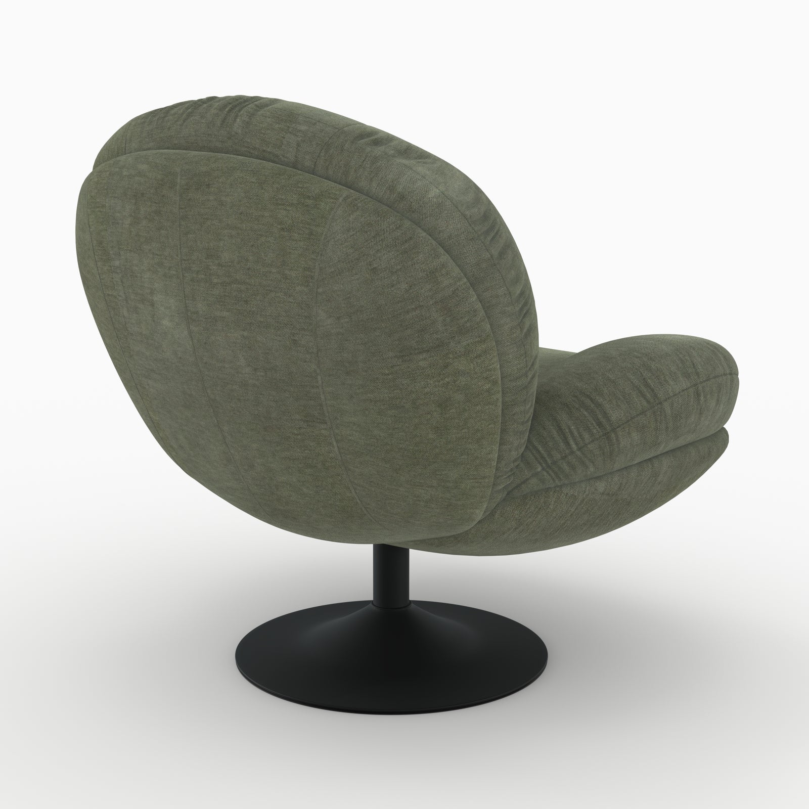 fauteuil pivotant effet velours vert kaki ricci