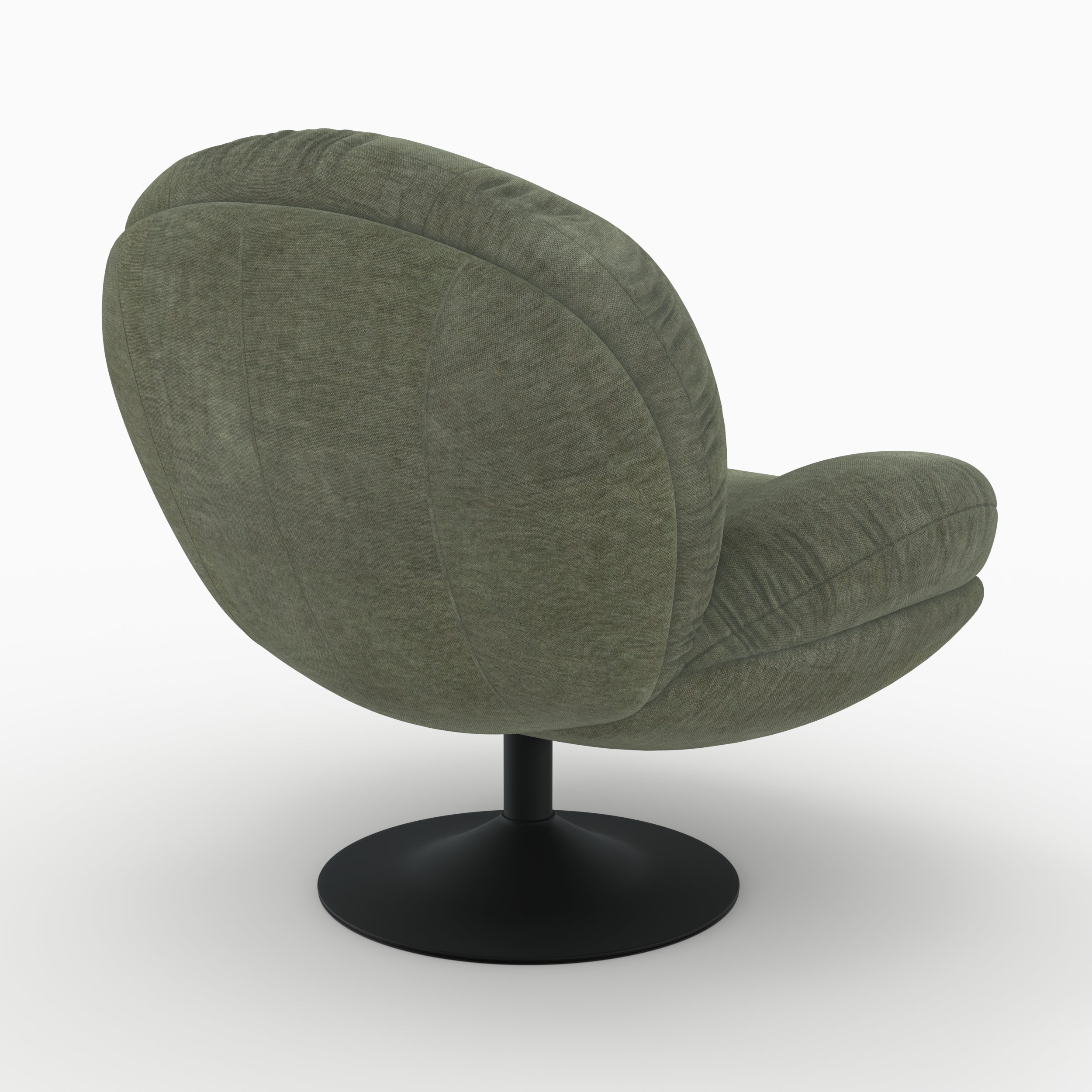 fauteuil pivotant effet velours vert kaki ricci