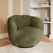Fauteuil pivotant en velours vert foncé Yse