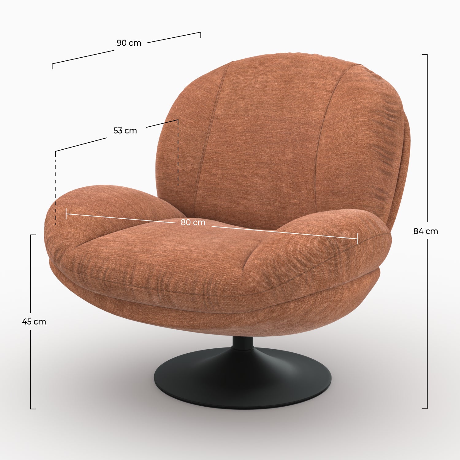 Fauteuil Ricci marron effet velours pivotant
