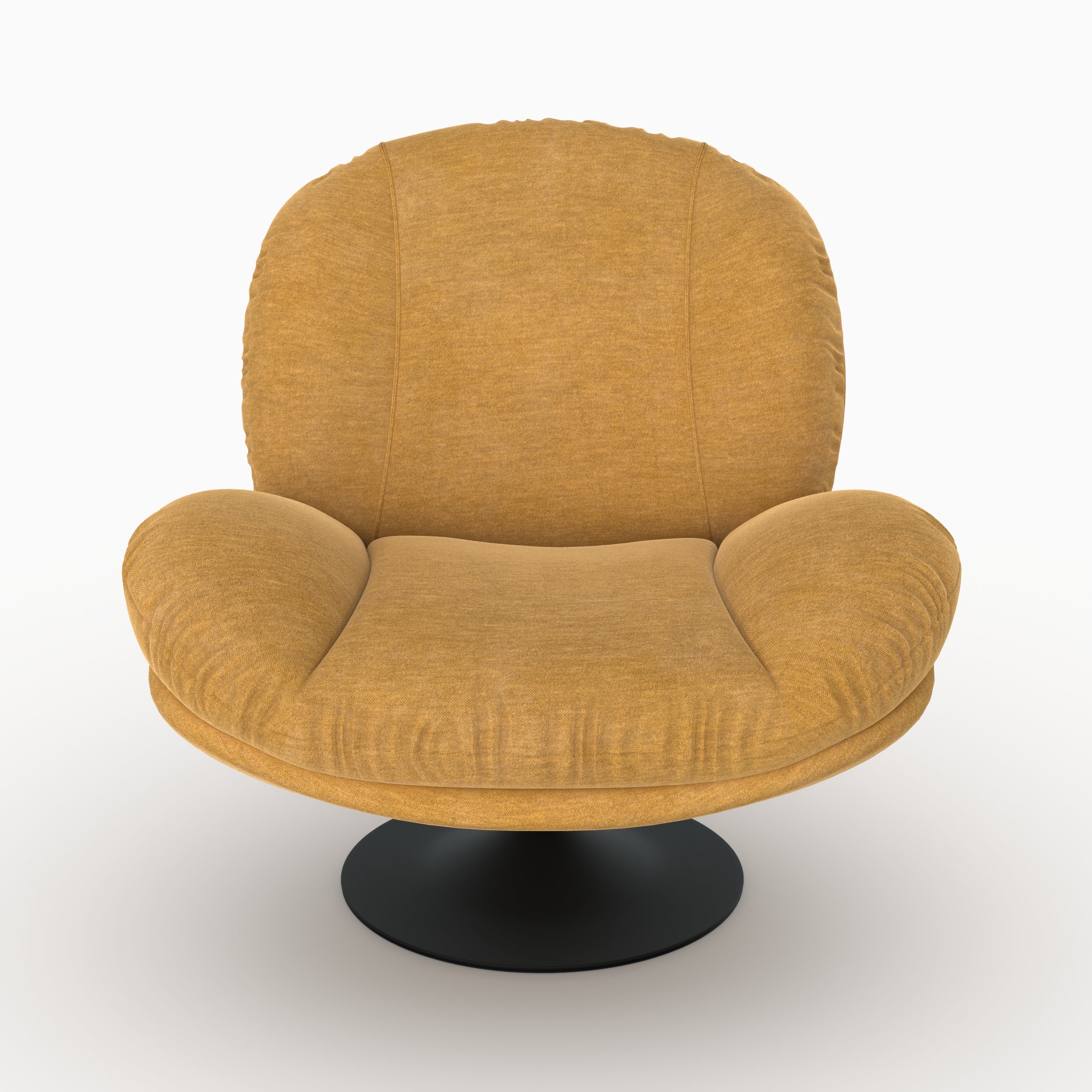 Fauteuil Ricci pivotant en tissu effet velours jaune moutarde
