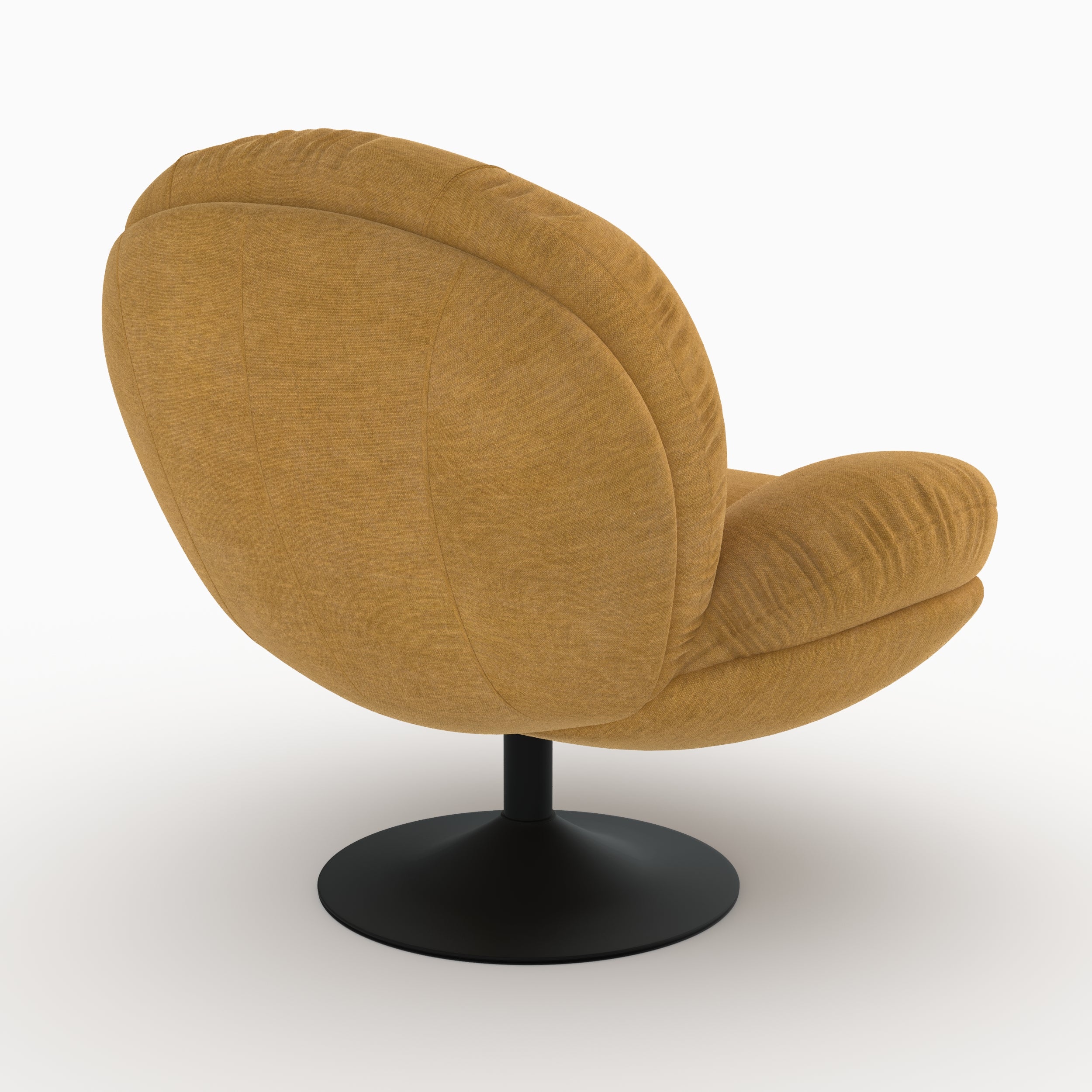 Fauteuil Ricci pivotant en tissu effet velours jaune moutarde