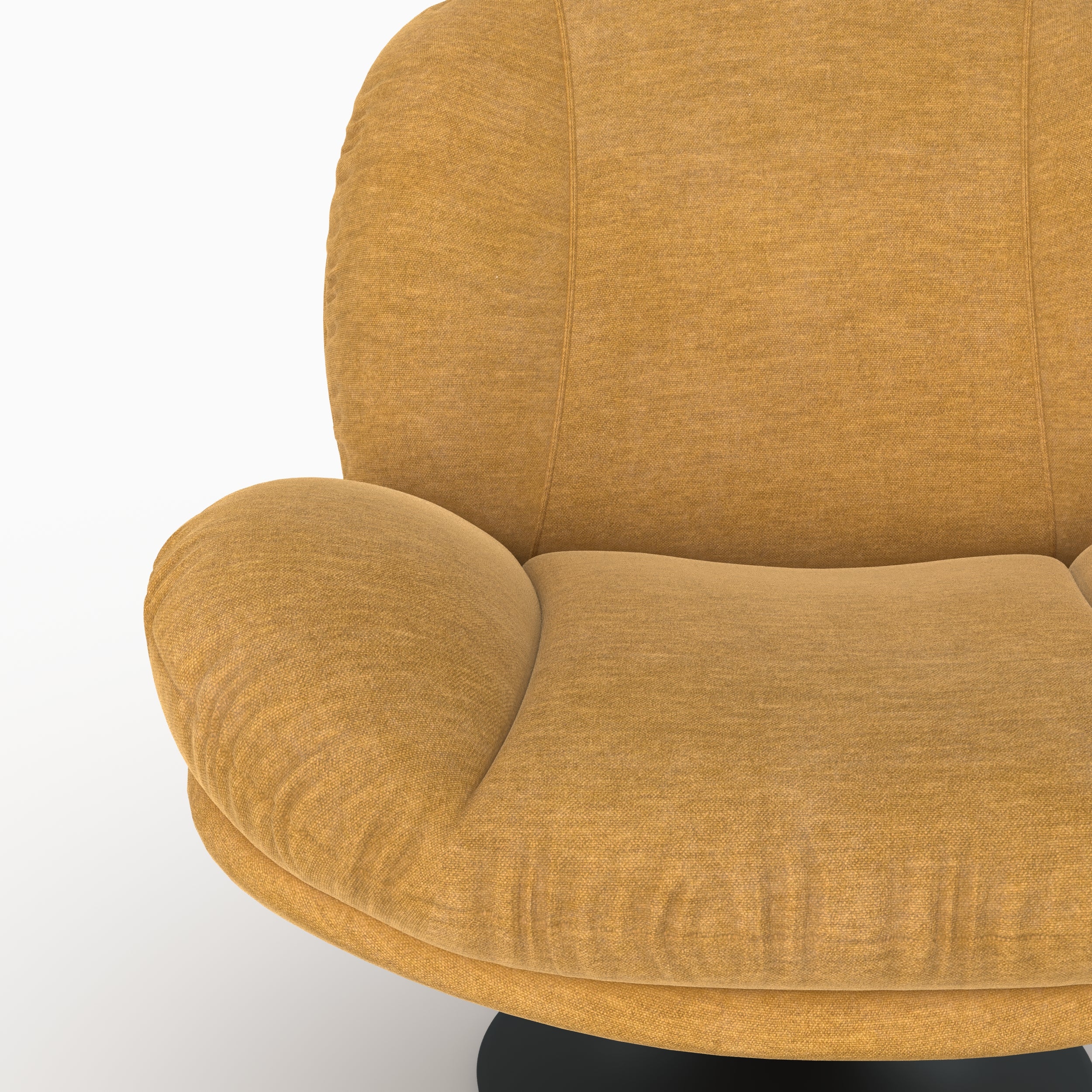Fauteuil Ricci pivotant en tissu effet velours jaune moutarde