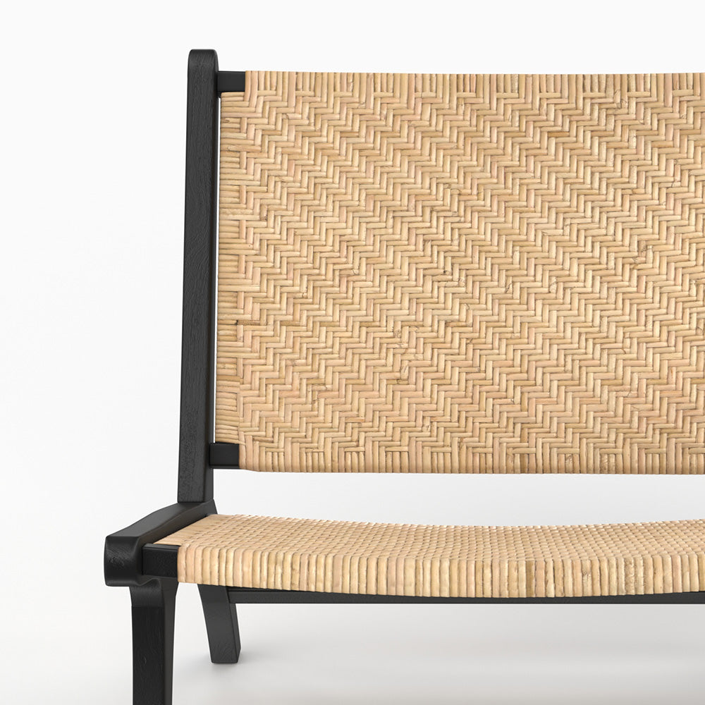 Fauteuil rotin chevron Kilka teck bois noir