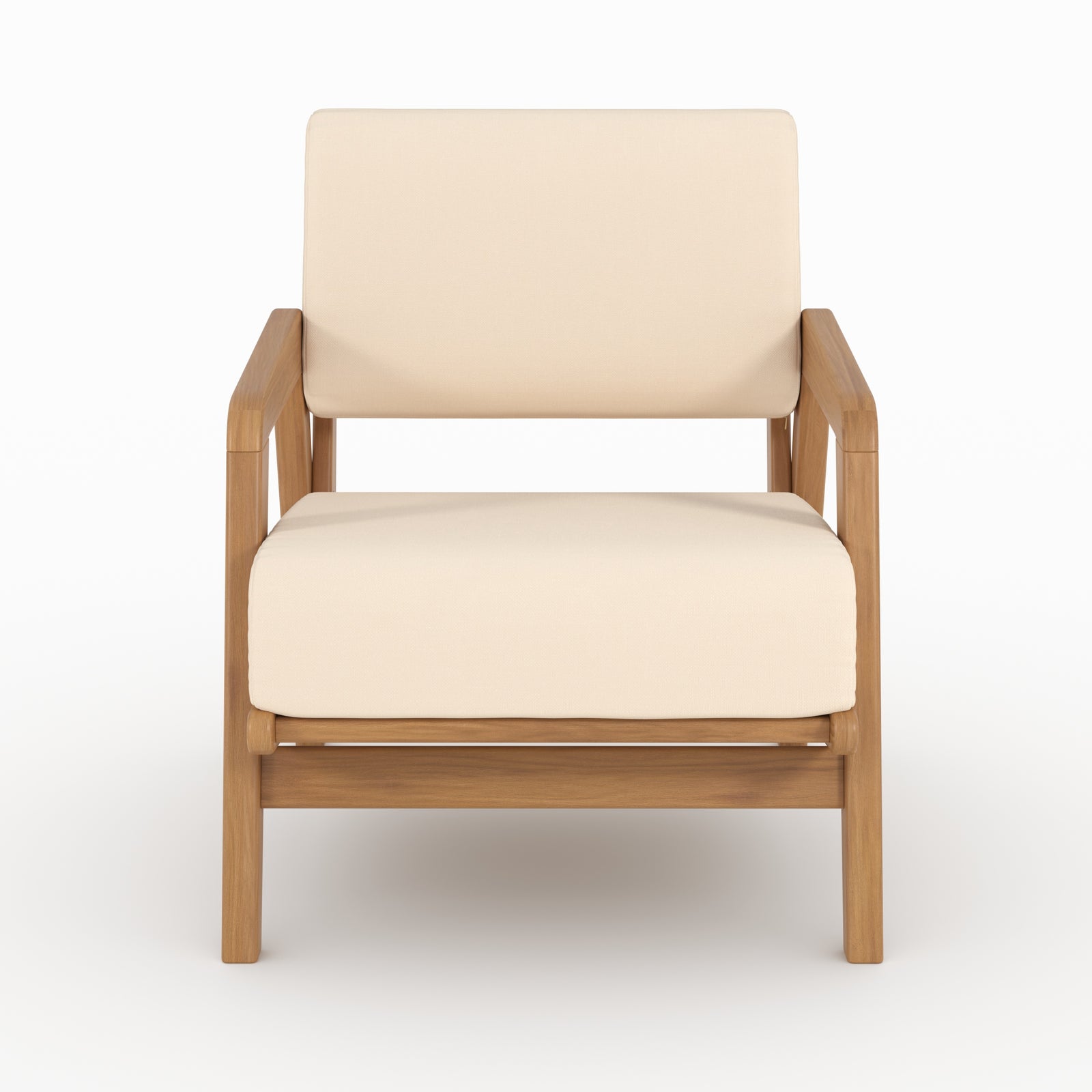 Fauteuil Siargao acacia beige clair accoudoirs vue face