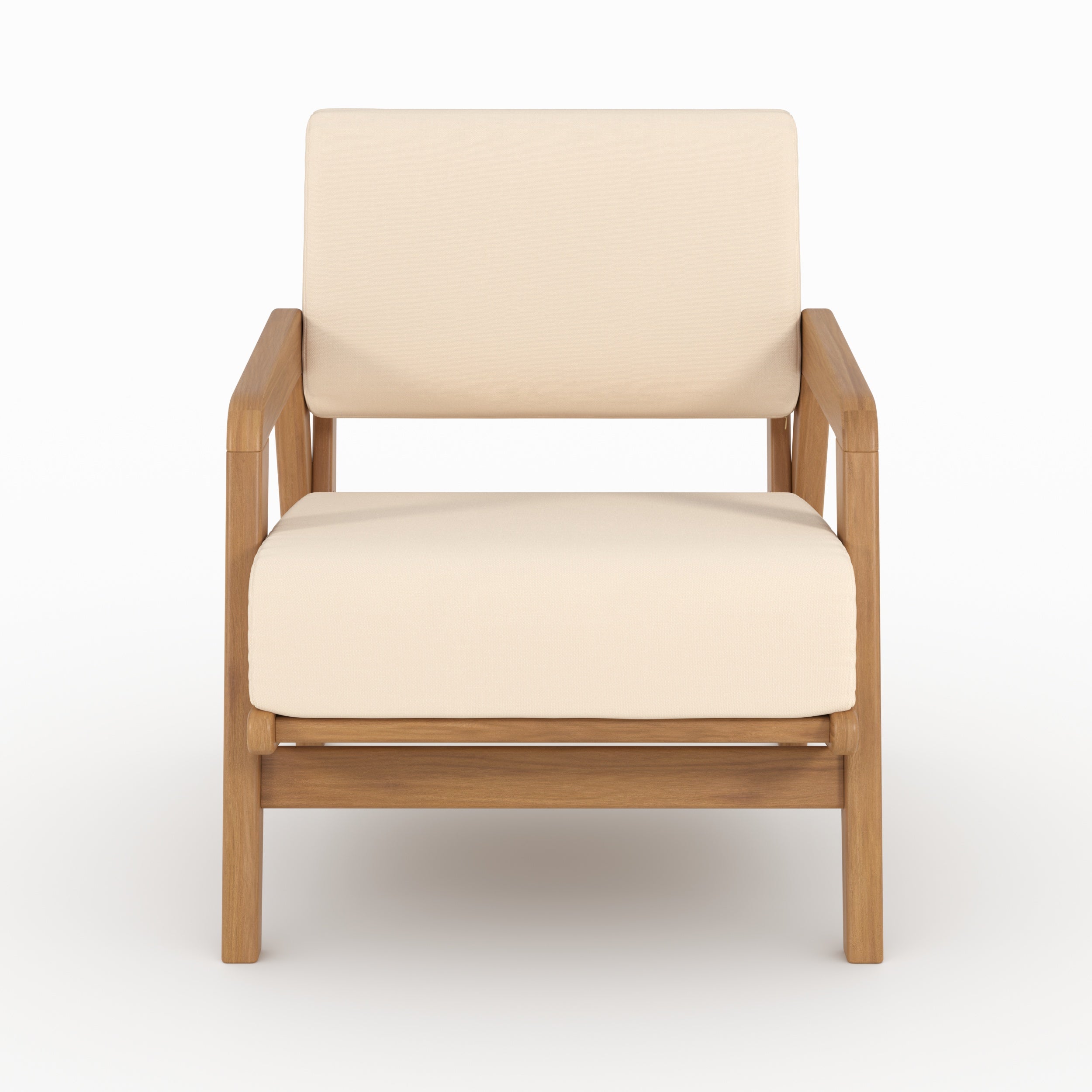 Fauteuil Siargao acacia beige clair accoudoirs vue face