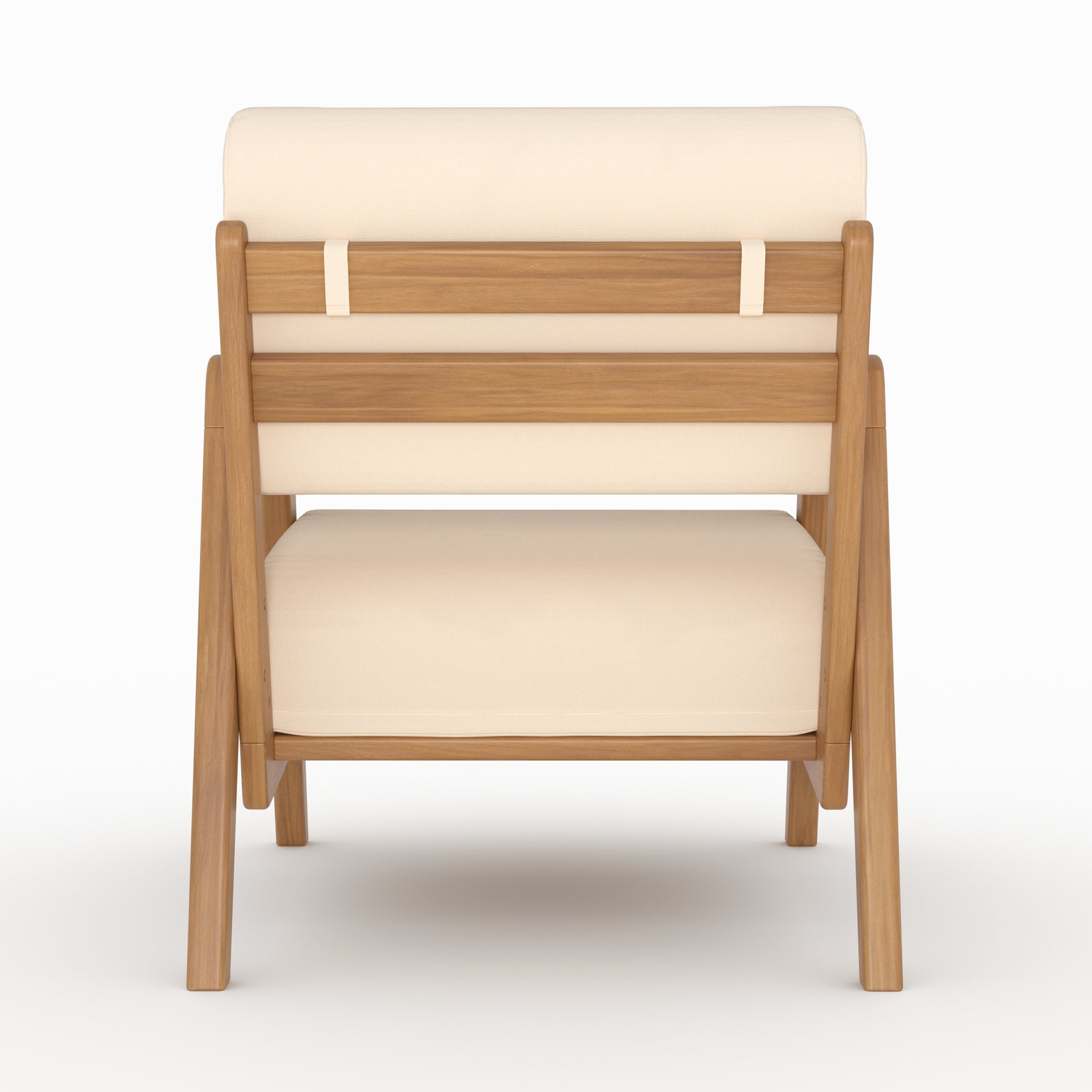 Fauteuil Siargao bois acacia tissu beige vue dos