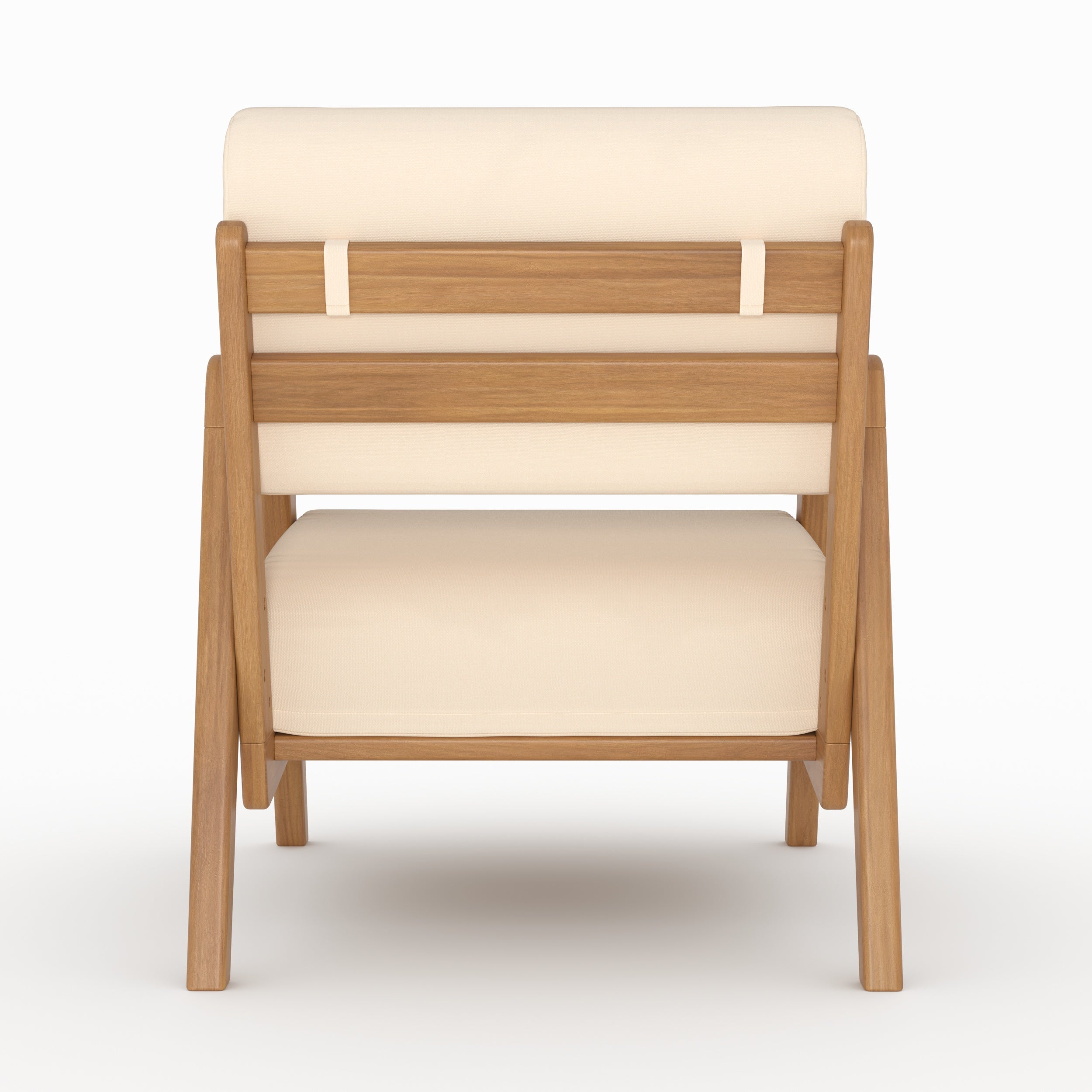 Fauteuil Siargao bois acacia tissu beige vue dos