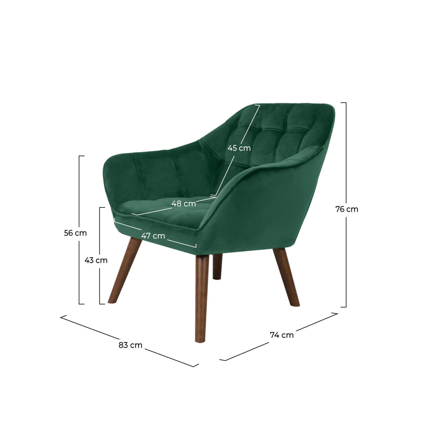 Fauteuil Simba en velours vert foncé