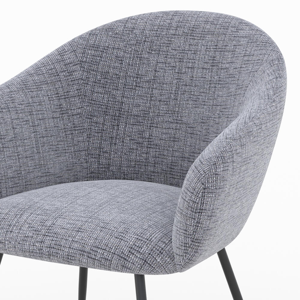 poltrona socky in tessuto grigio cinese con gambe sottili nere comfort
