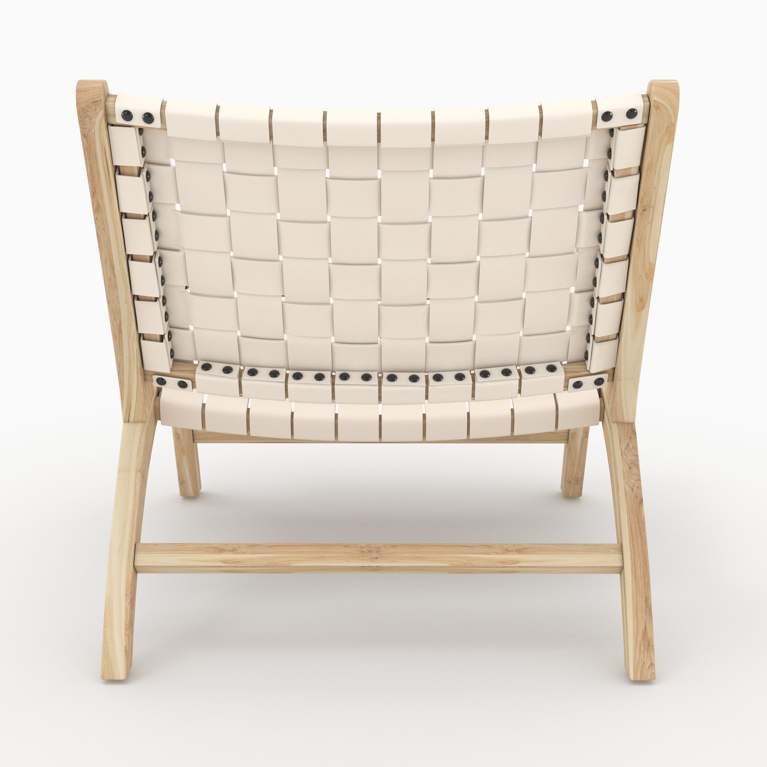 poltrona stile chaise longue in cuoio bianco kuna intrecciato