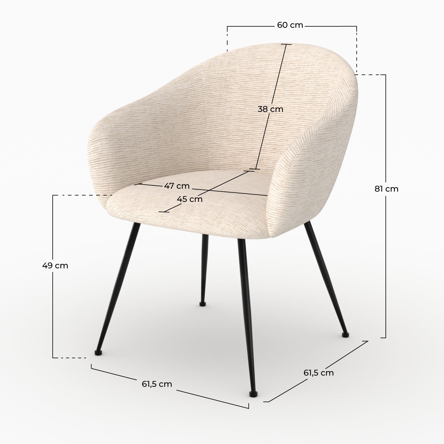 Fauteuil tissu texture confort blanc Socky