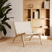 fauteuil tresse en cuir blanc kuna tresse