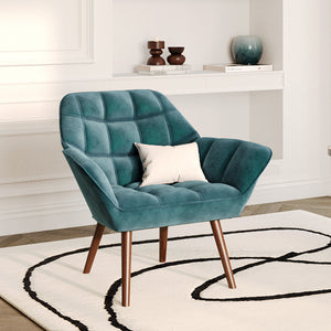poltrona in velluto blu canard simba