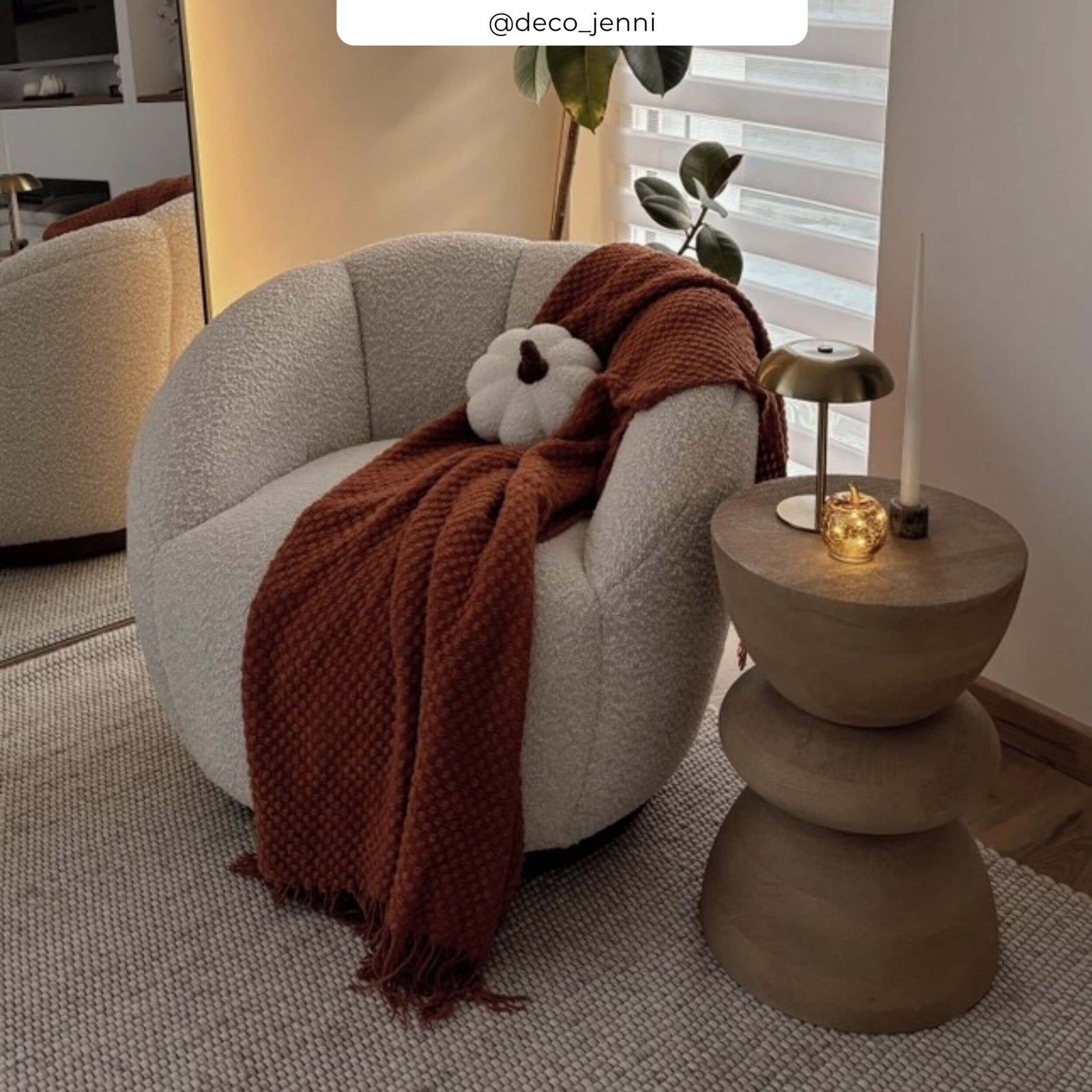 Fauteuil Yse tissu bouclette blanc pivotant