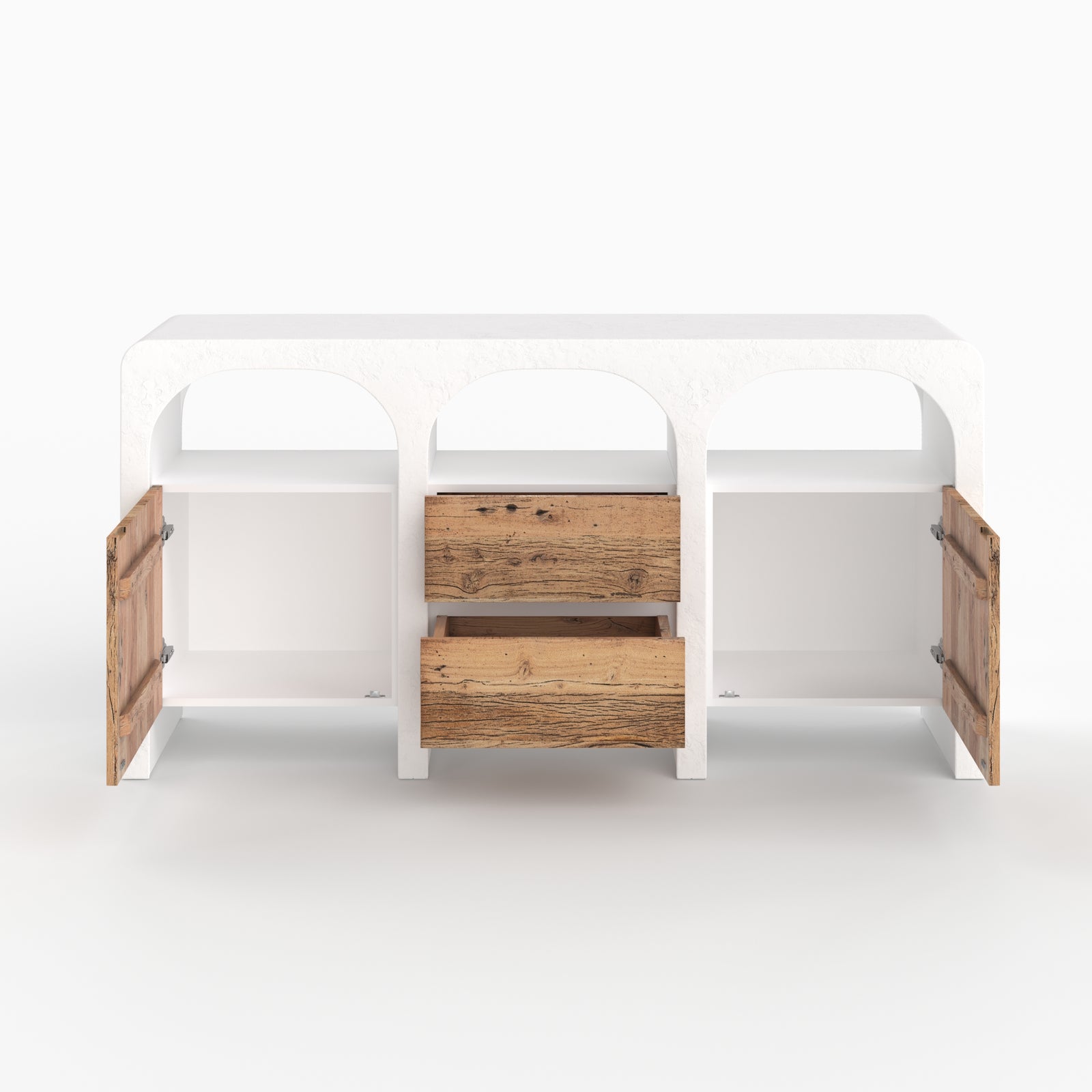 Fira meuble rangement béton blanc cassé bois