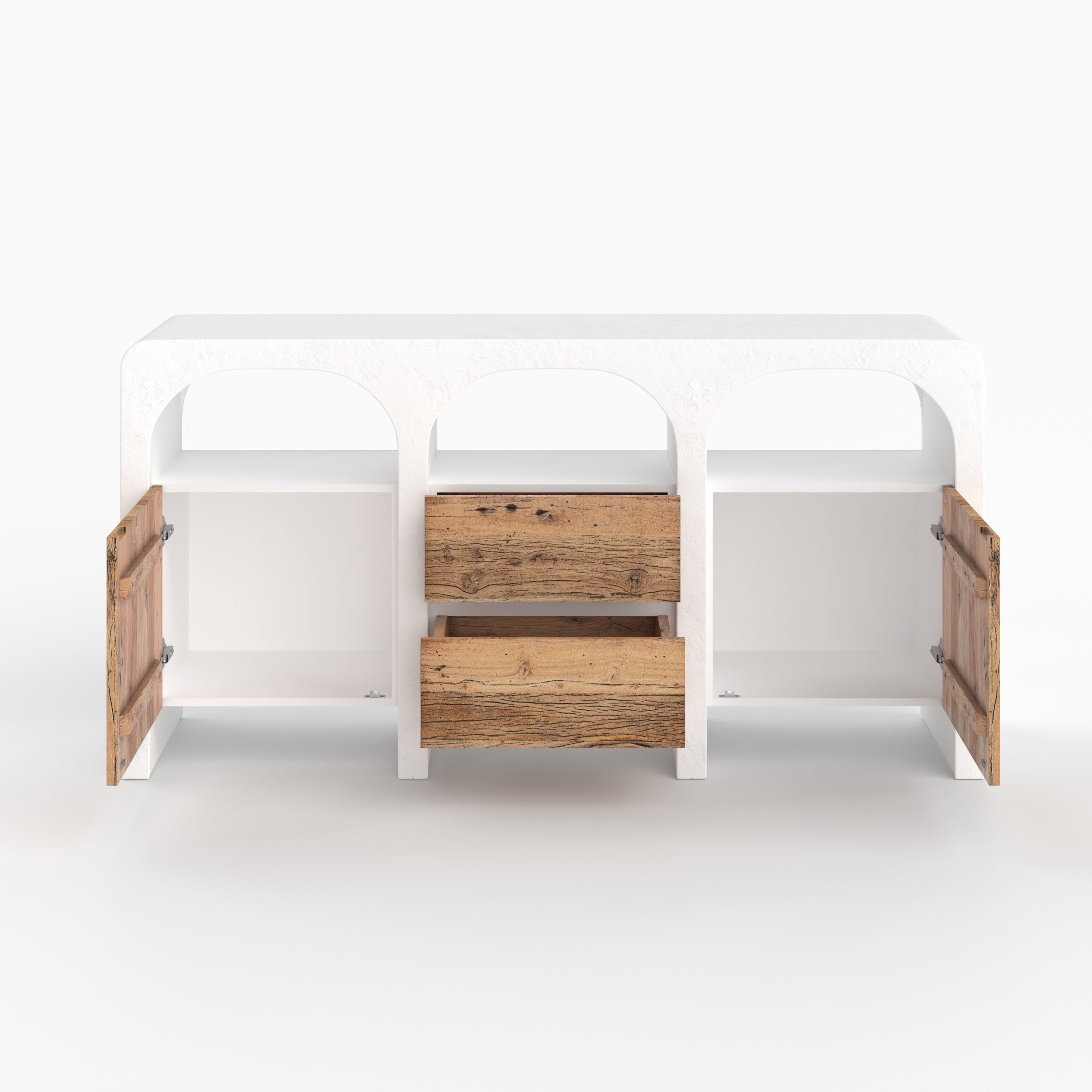 Fira meuble rangement béton blanc cassé bois