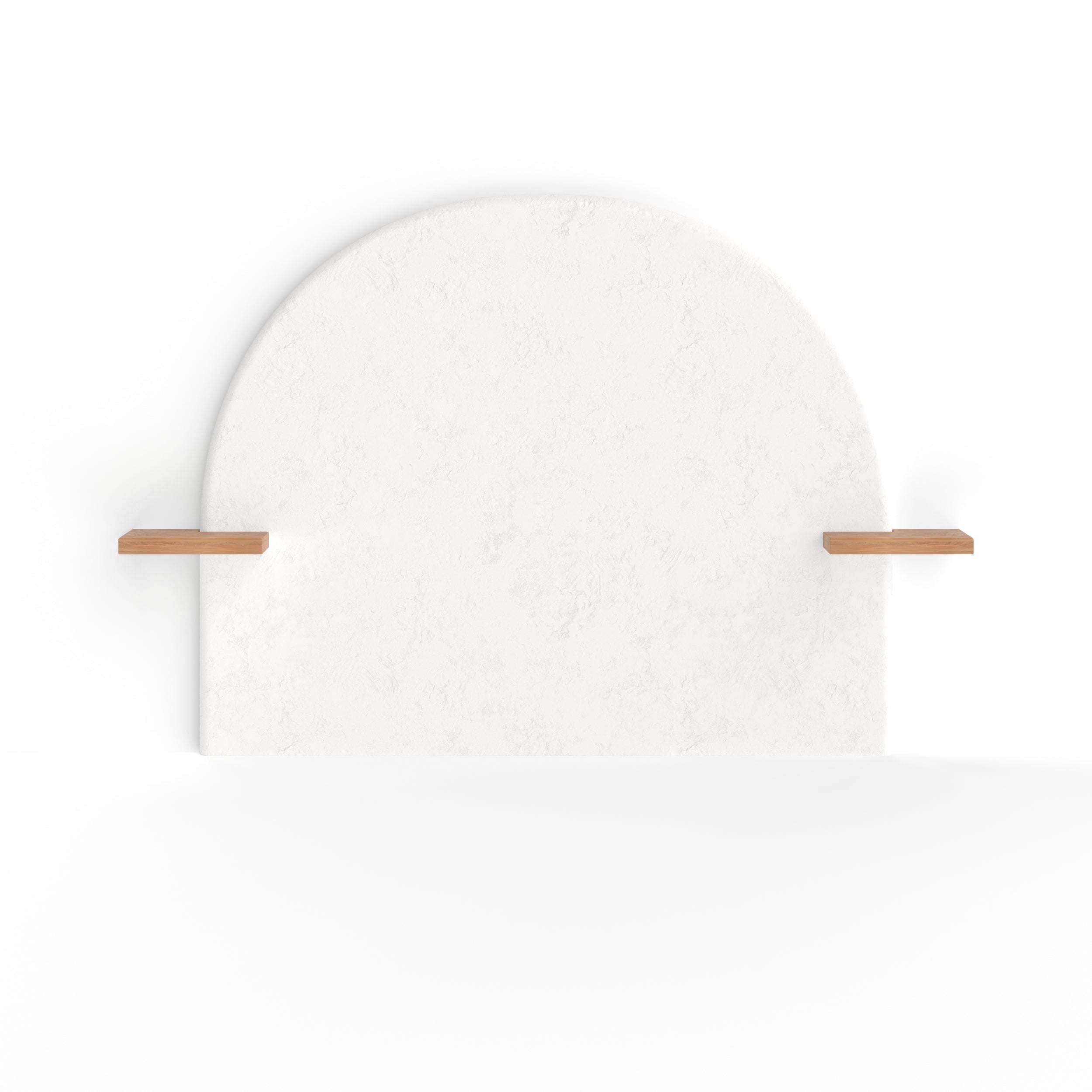 Fira tête lit plâtre blanc ivoire bois acacia niche grecque vue face