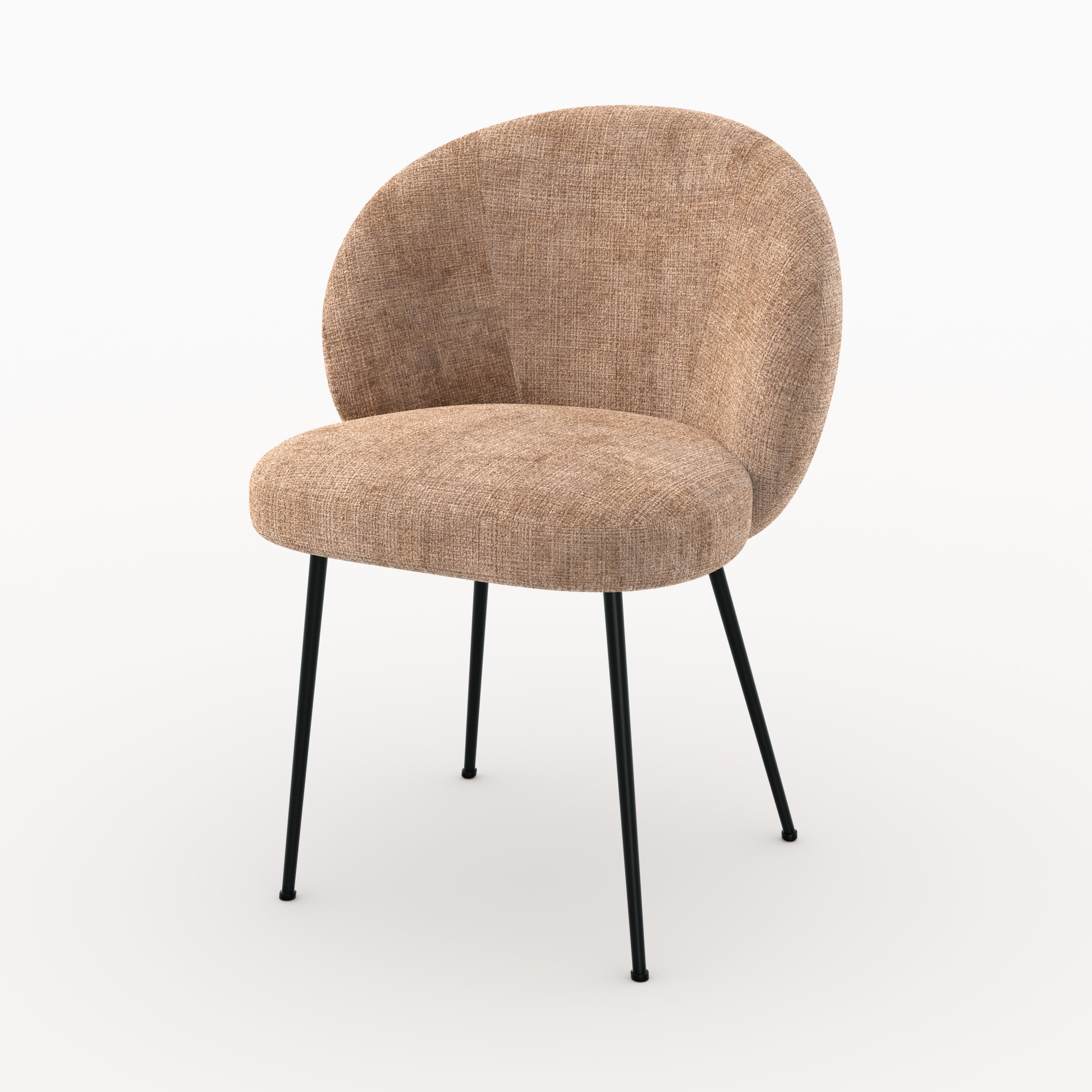 Focus chaise Bloomy en velours chenille cafe crème et métal noir
