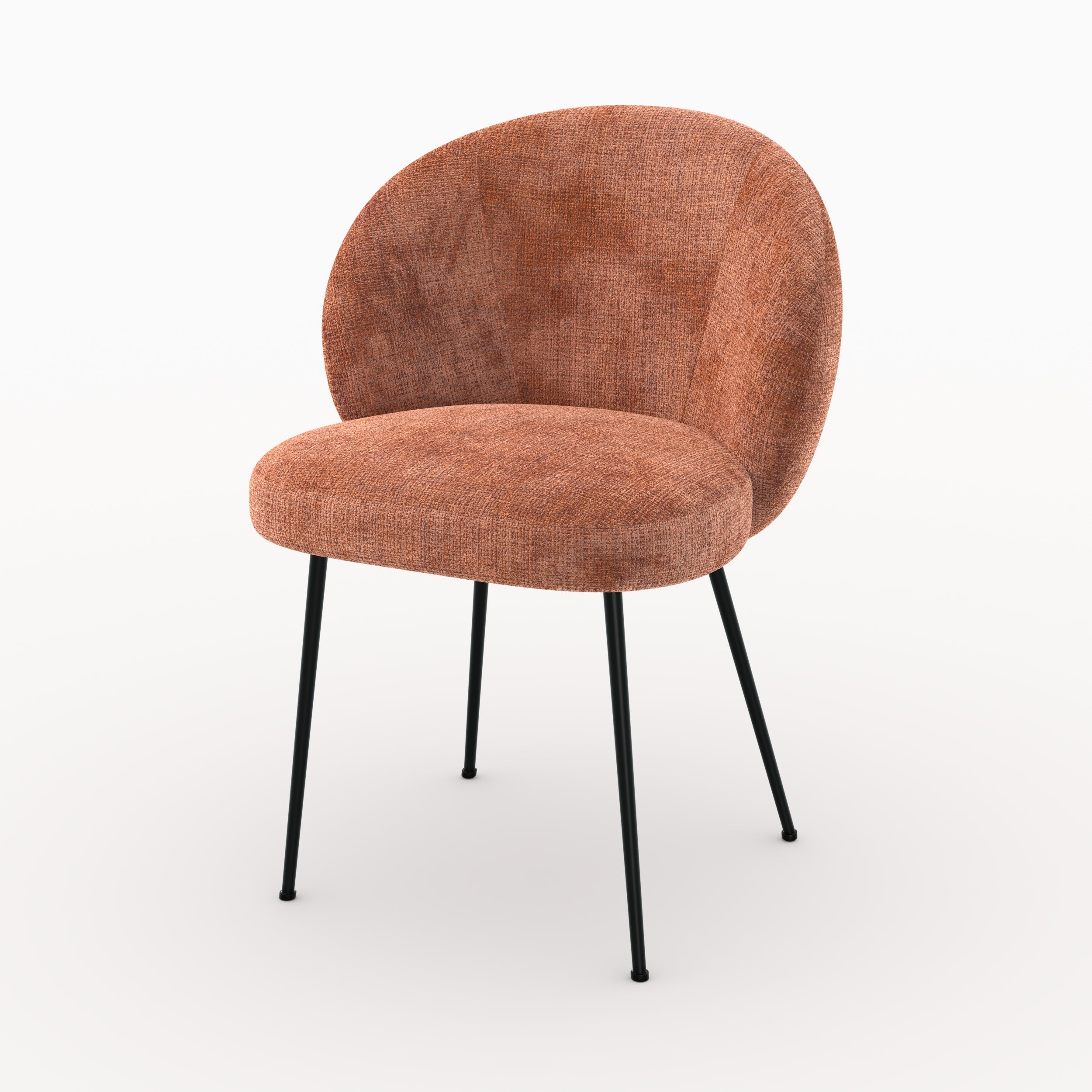 Focus chaise Bloomy en velours chenille terracotta et métal noir