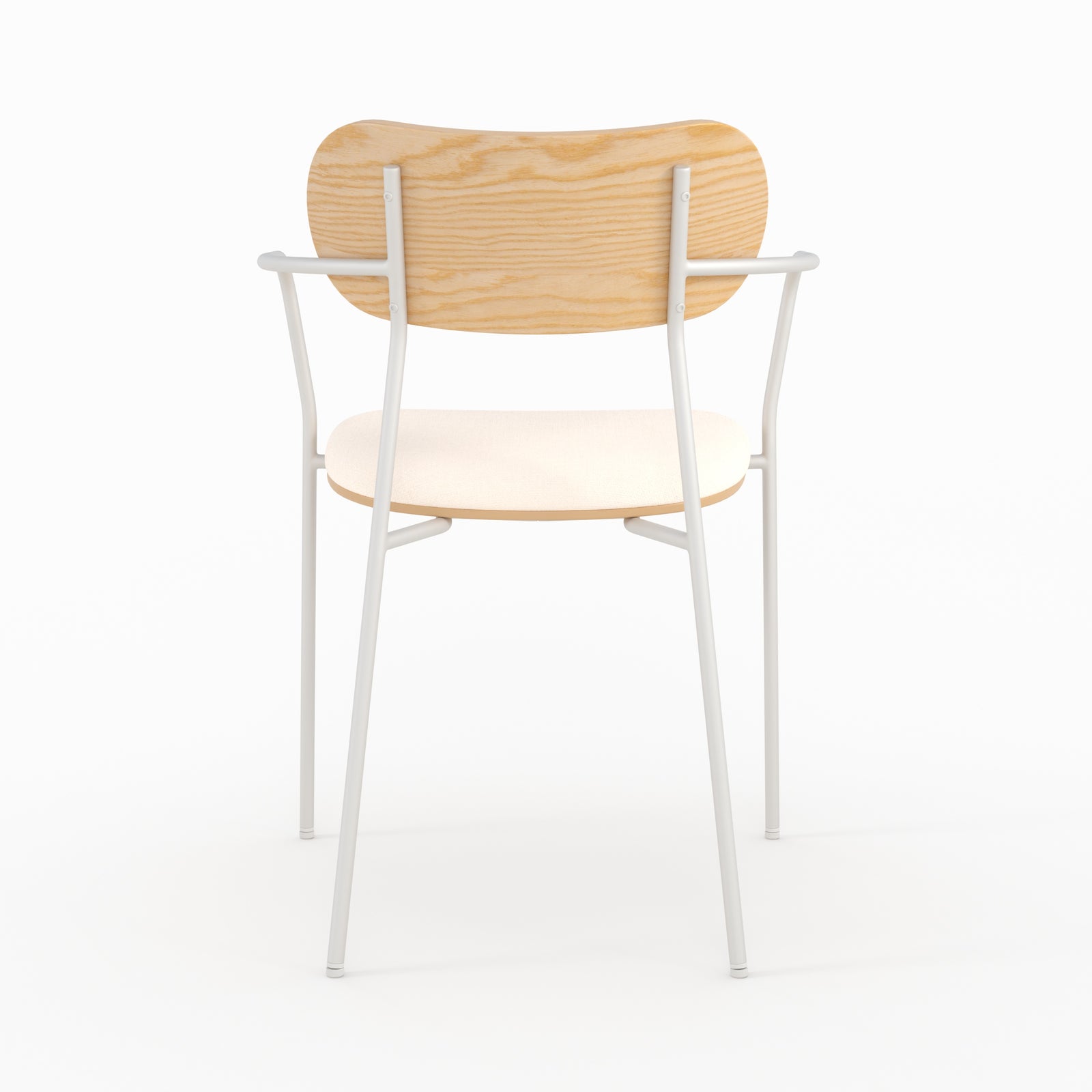 Focus lot de 2 chaises marine en tissu beige et placage en bois clair