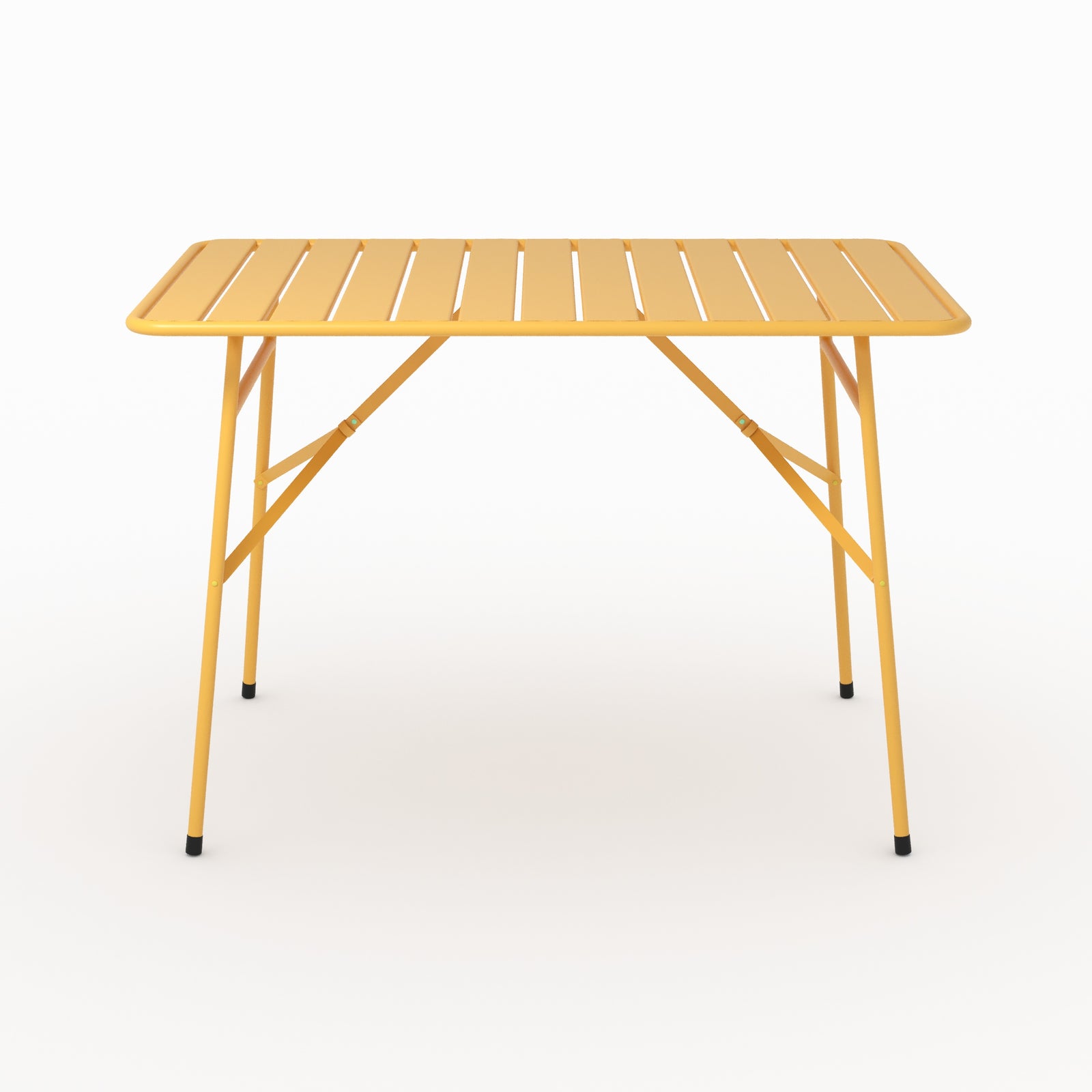Focus table de jardin Yumi pliante en métal jaune beurre 4 personnes