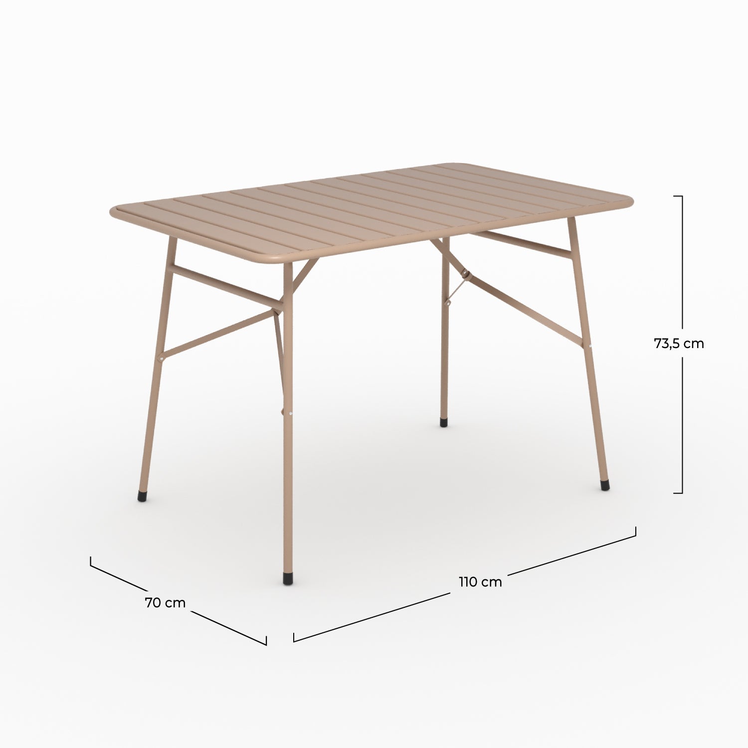 Focus table de jardin Yumi pliante en métal taupe 4 personnes