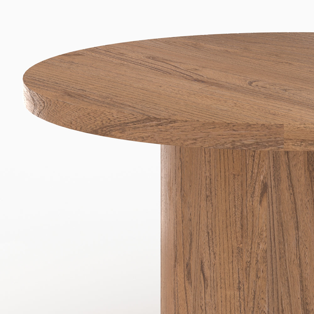 tavolo rotondo in legno di olmo per 4 persone