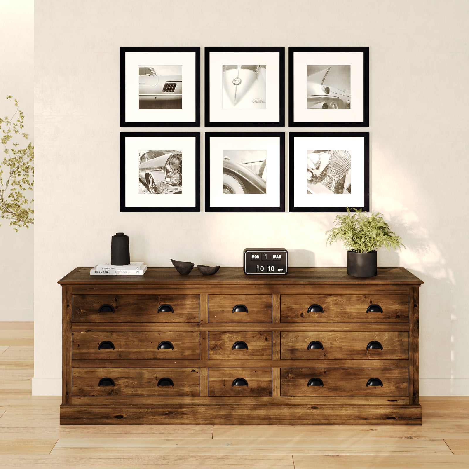 Grand buffet bois rangement tiroirs indus